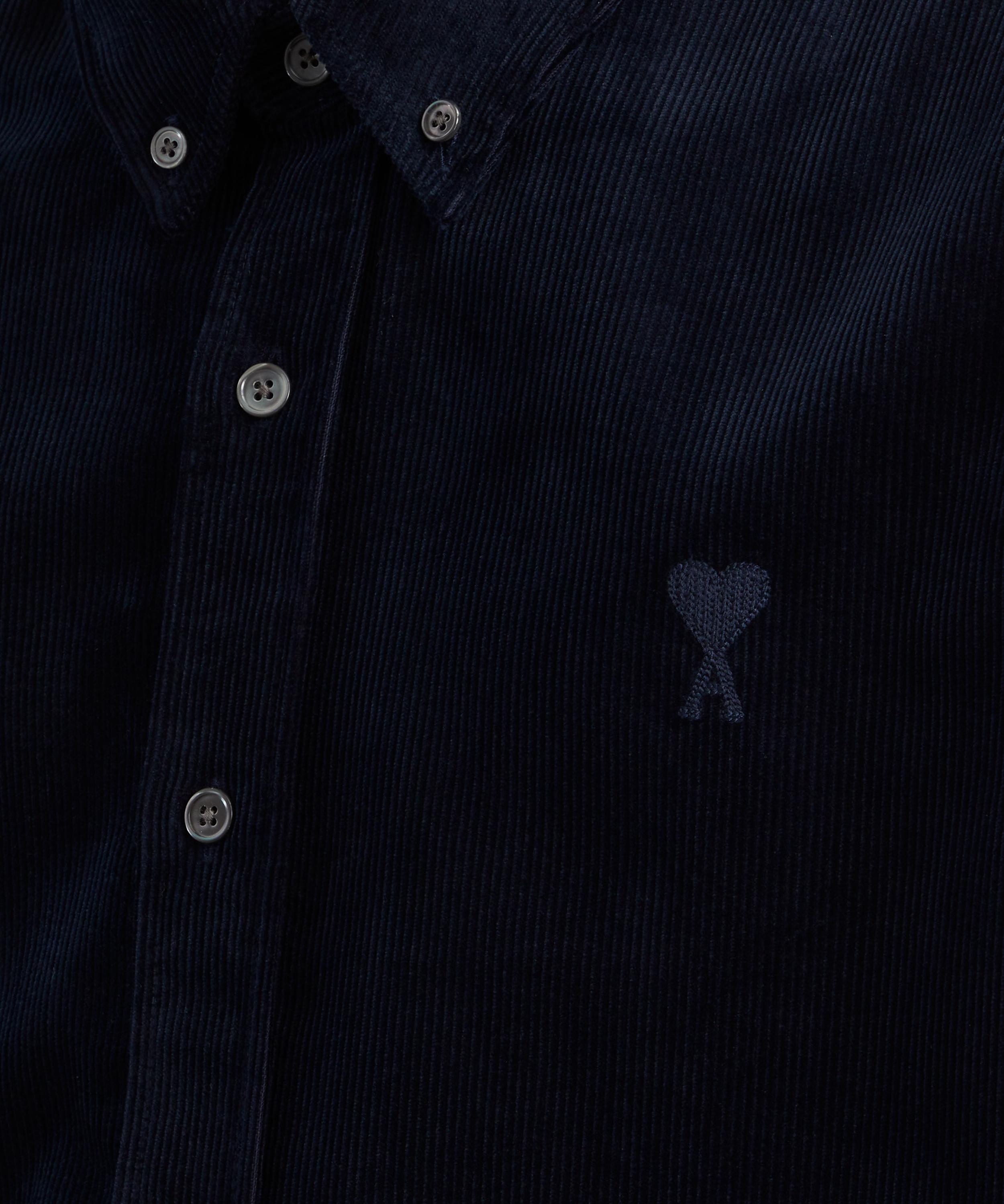 Ami - Navy Classic Fit Cotton Corduroy Shirt image number 4