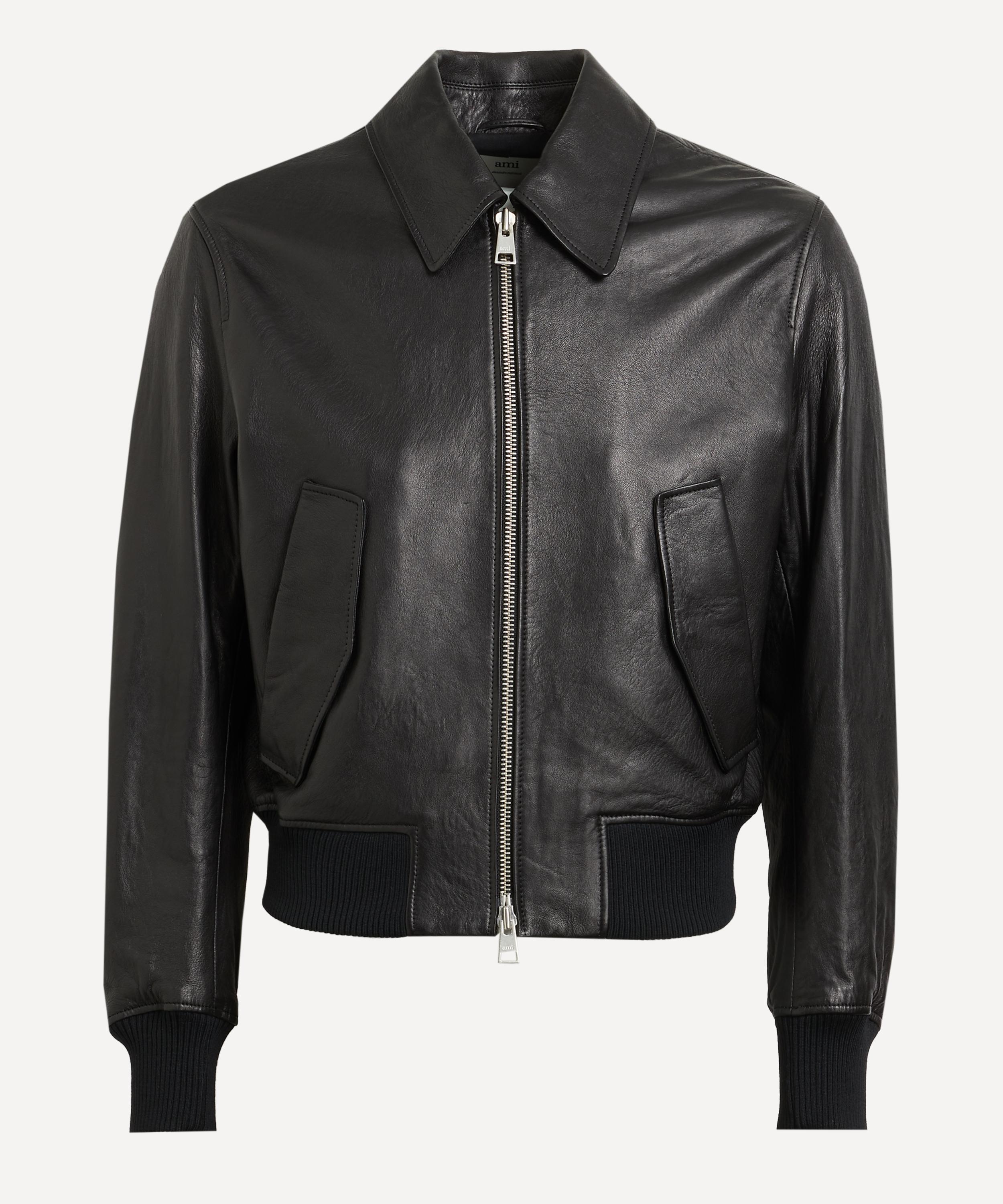 Ami - Zipped Leather Jacket image number 0