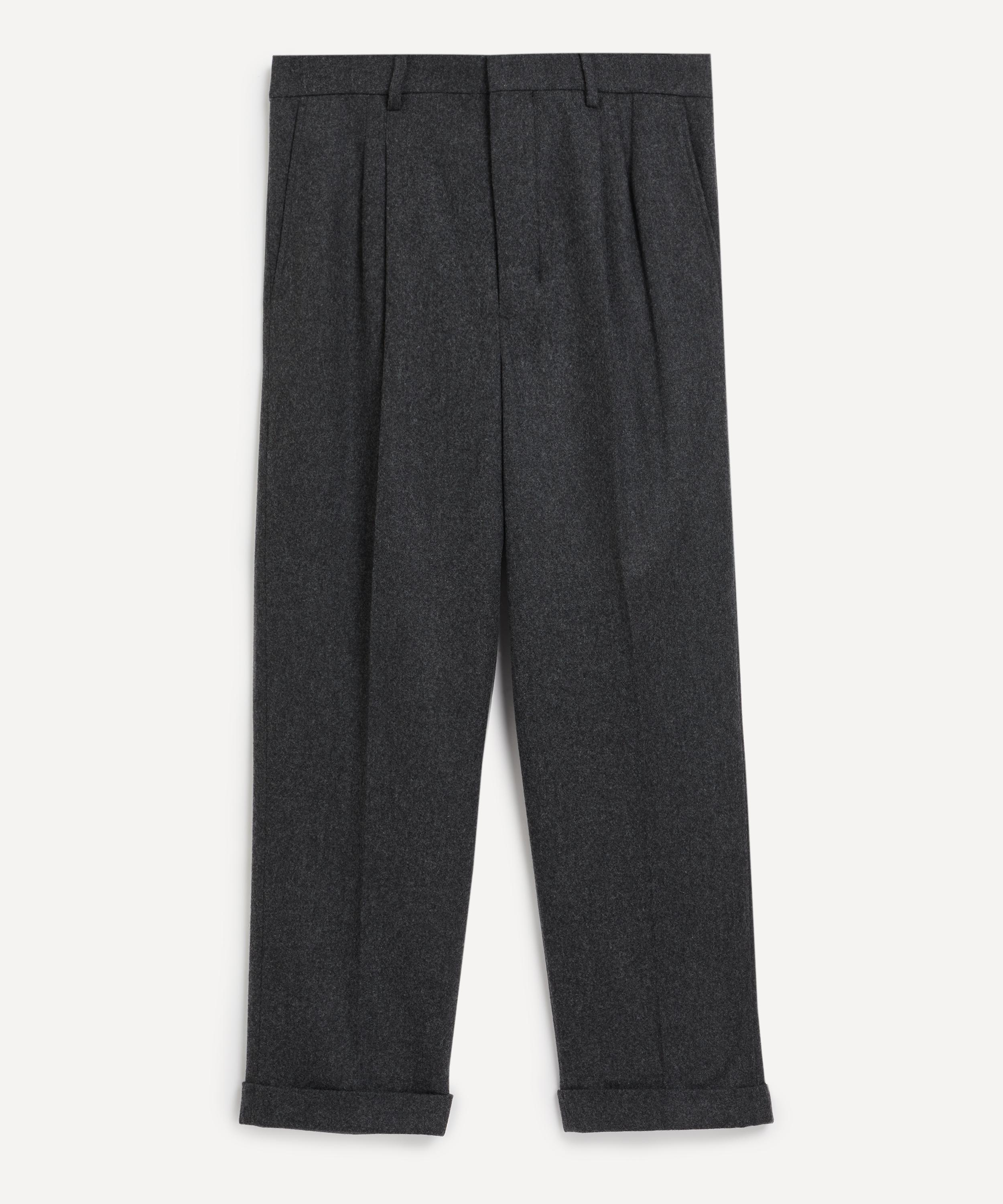 Ami - Dark Grey Wool Flannel Carrot Trousers image number 0