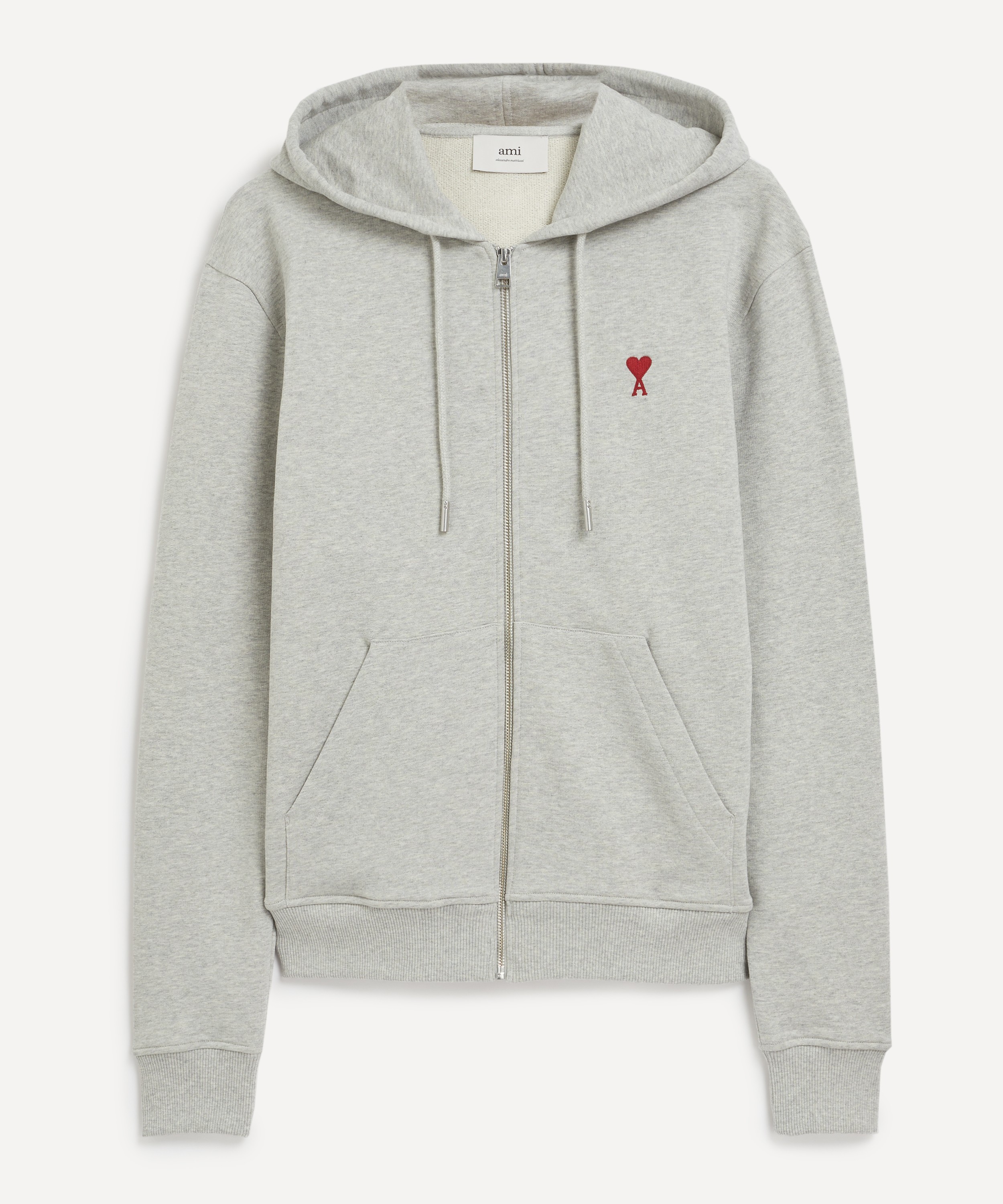 Ami - Zipped Ami de Coeur Hoodie in Heather Ash Grey  image number 0