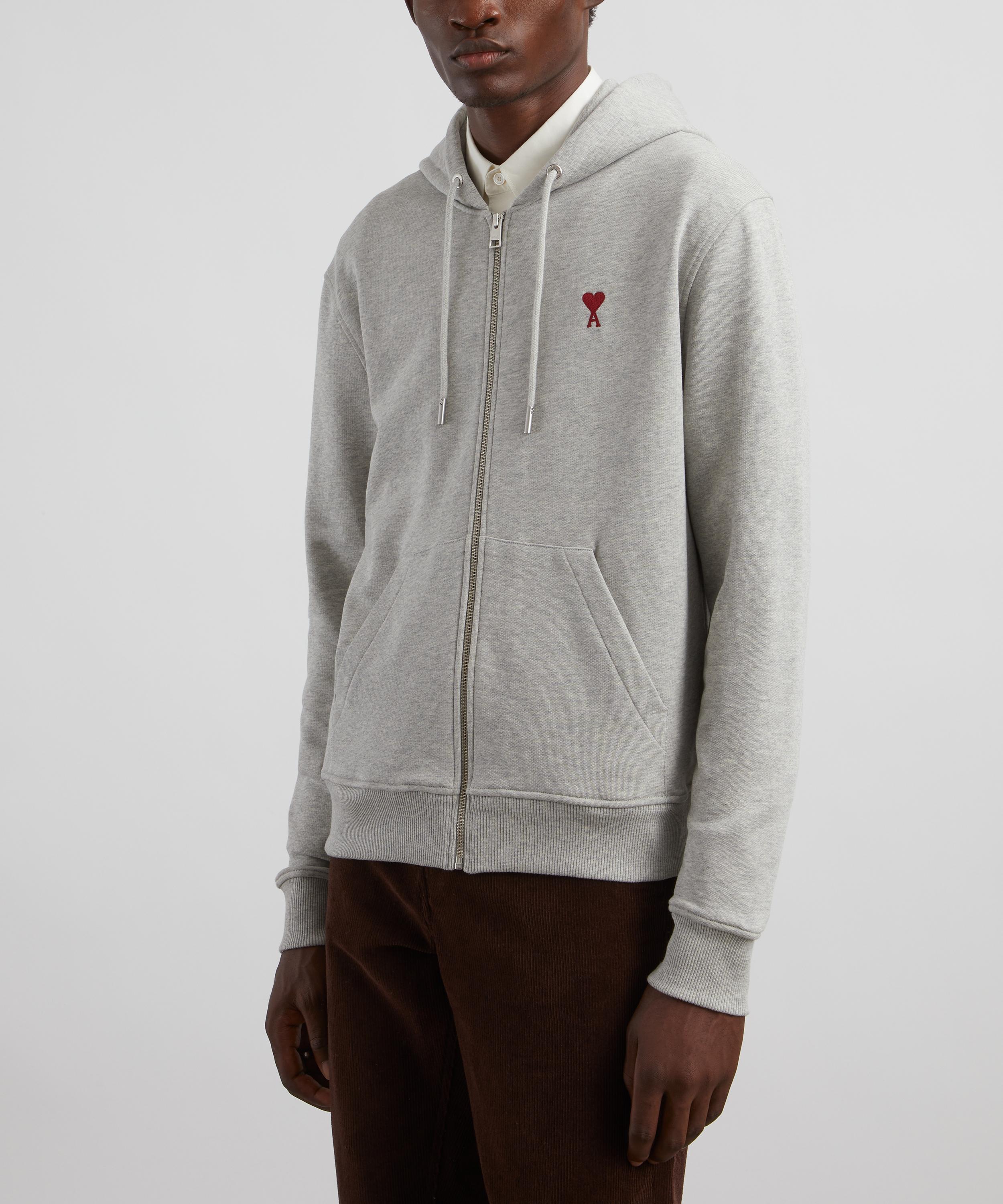 Ami - Zipped Ami de Coeur Hoodie in Heather Ash Grey  image number 2