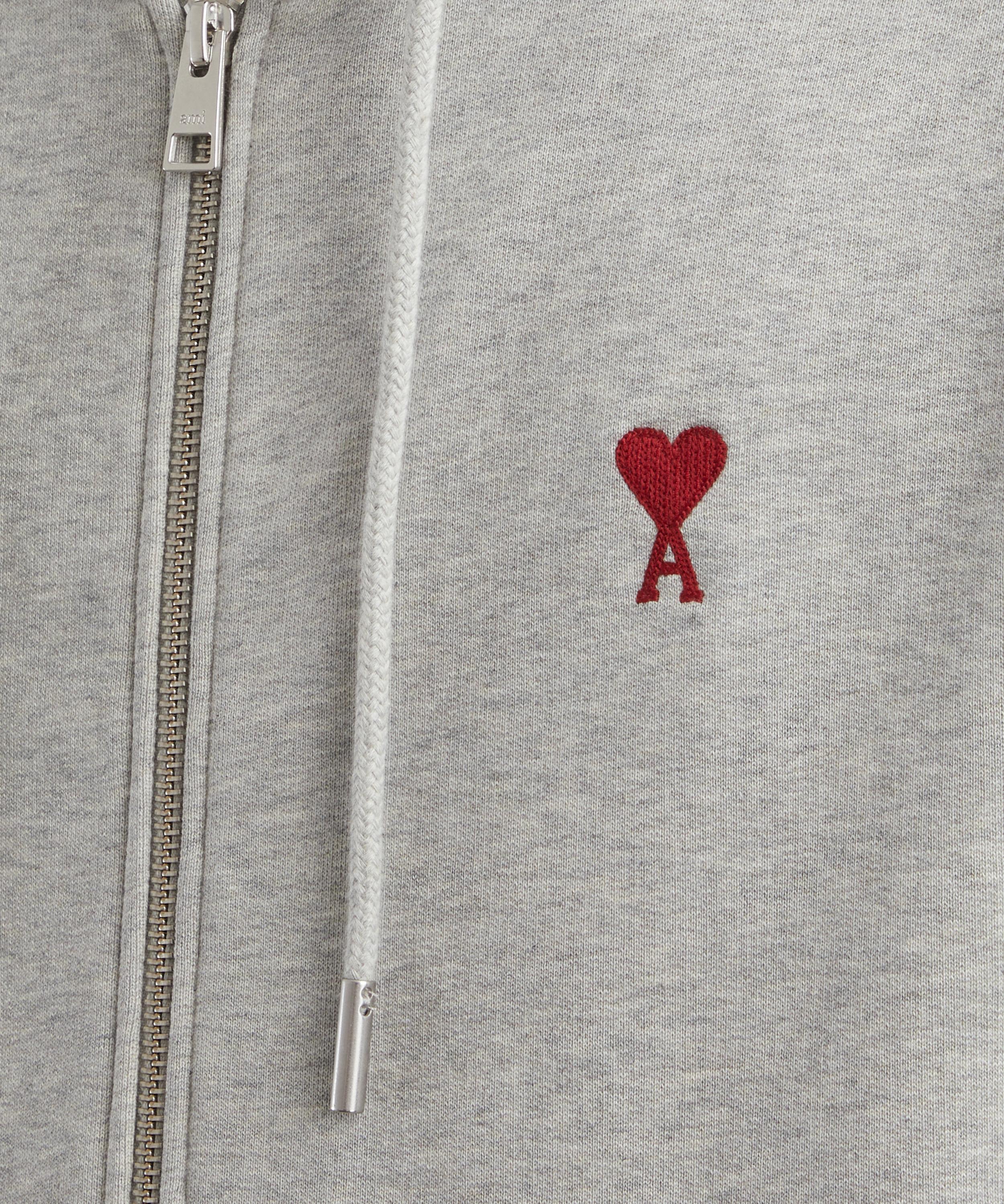 Ami - Zipped Ami de Coeur Hoodie in Heather Ash Grey  image number 4