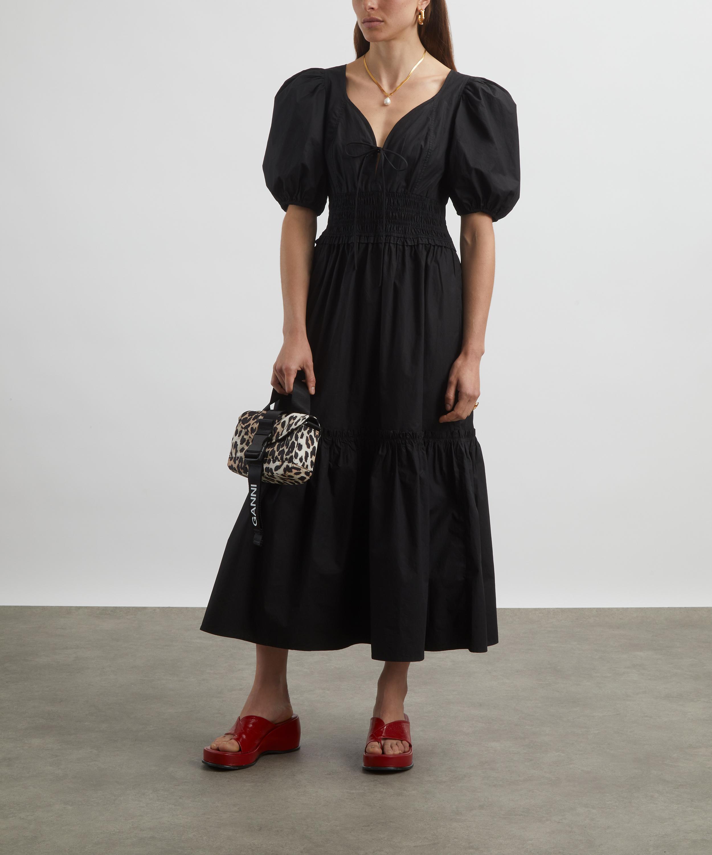 Ganni - Black Cotton Poplin Smock Maxi-Dress image number 1