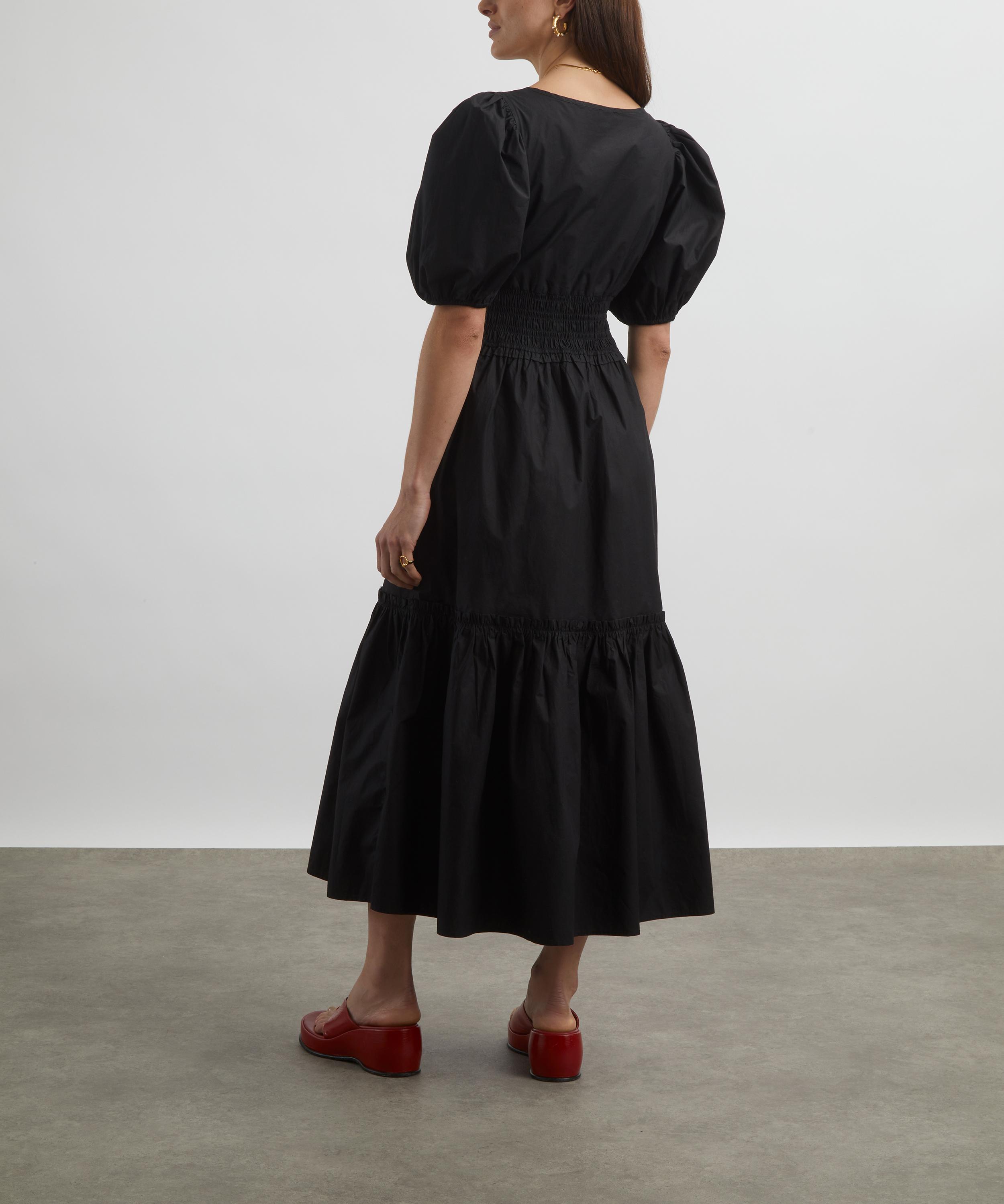 Ganni - Black Cotton Poplin Smock Maxi-Dress image number 3