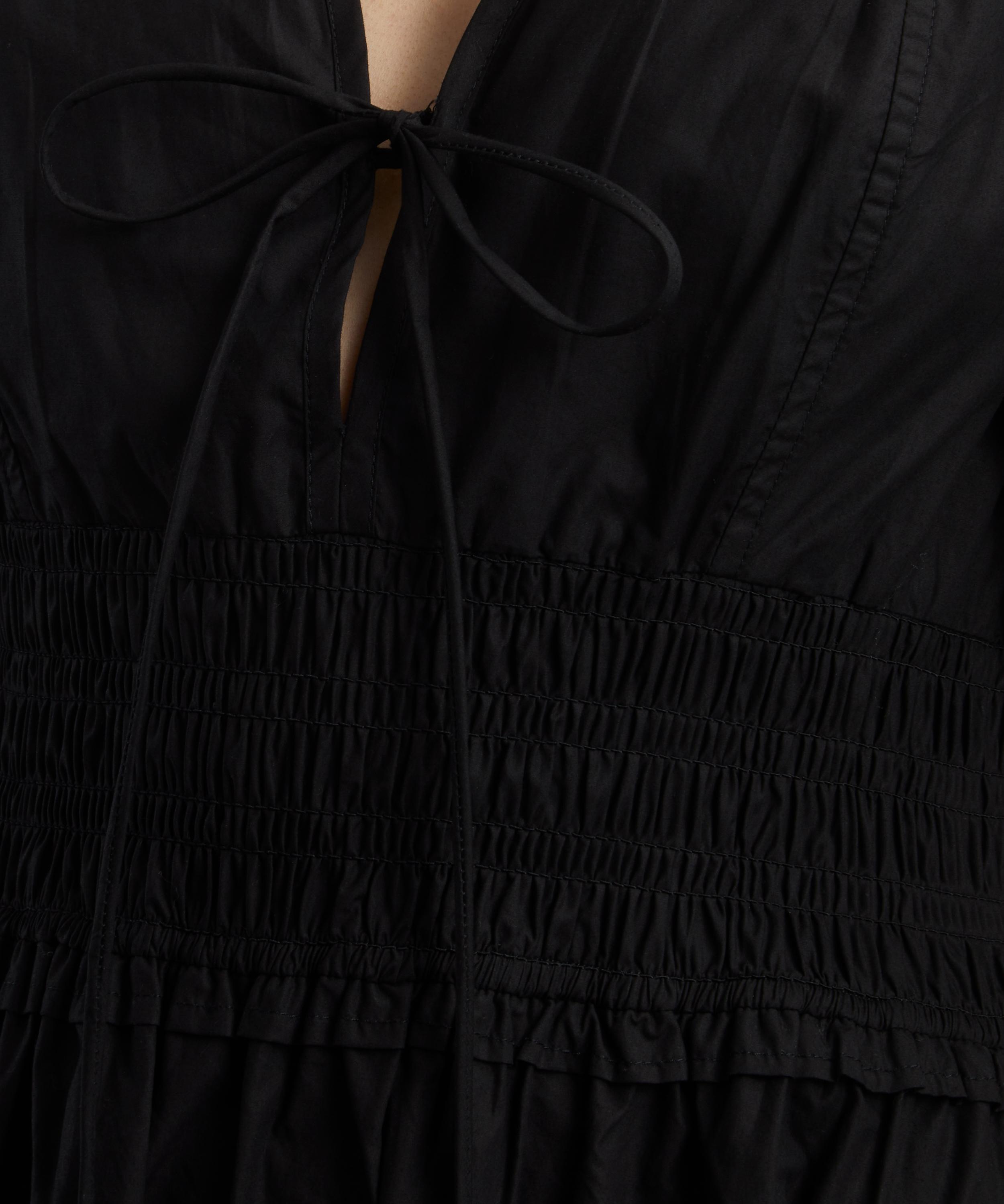 Ganni - Black Cotton Poplin Smock Maxi-Dress image number 4