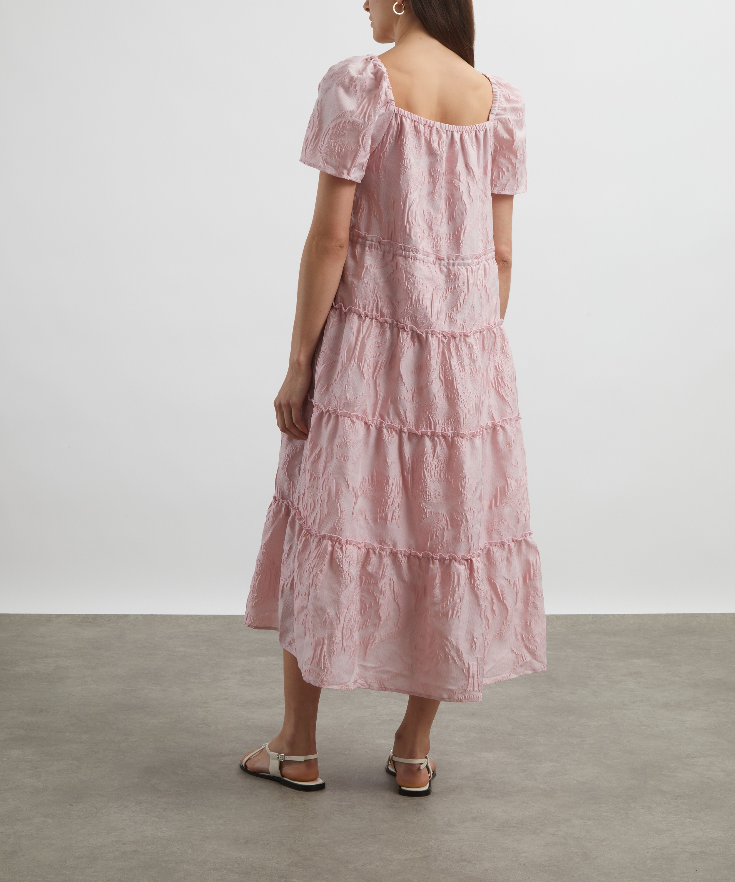 Ganni - Pink Textured Cloqué Layer Dres image number 3