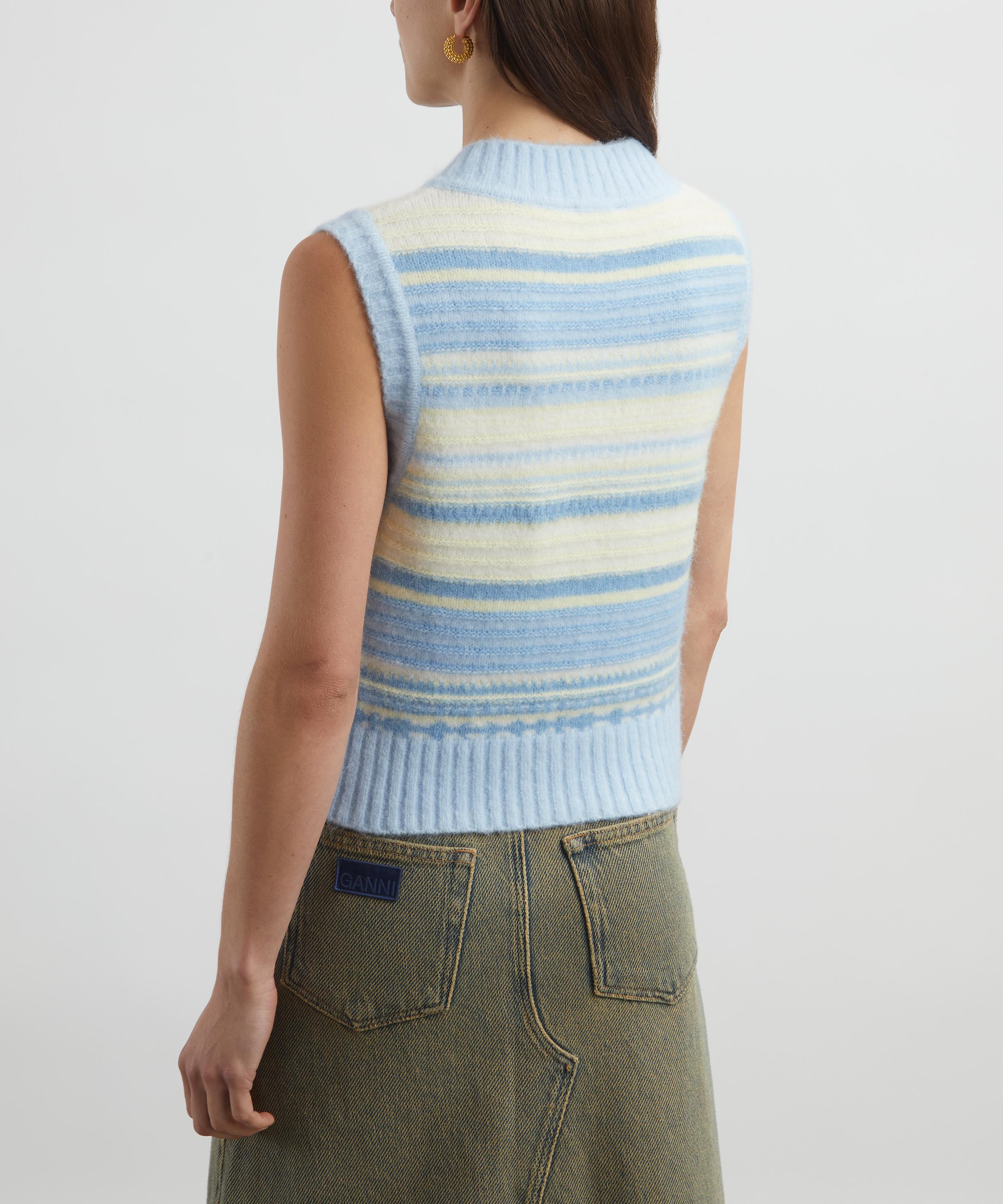 Ganni - Blue Striped Soft Wool Vest image number 3