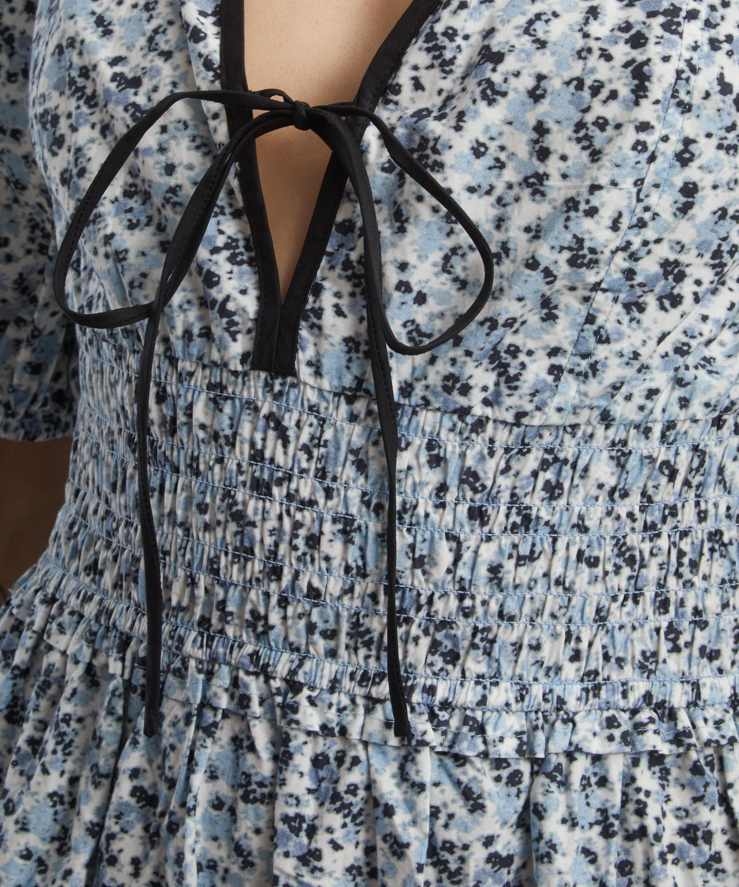 Ganni - Blue Floral Printed Smock Maxi-Dress image number 4