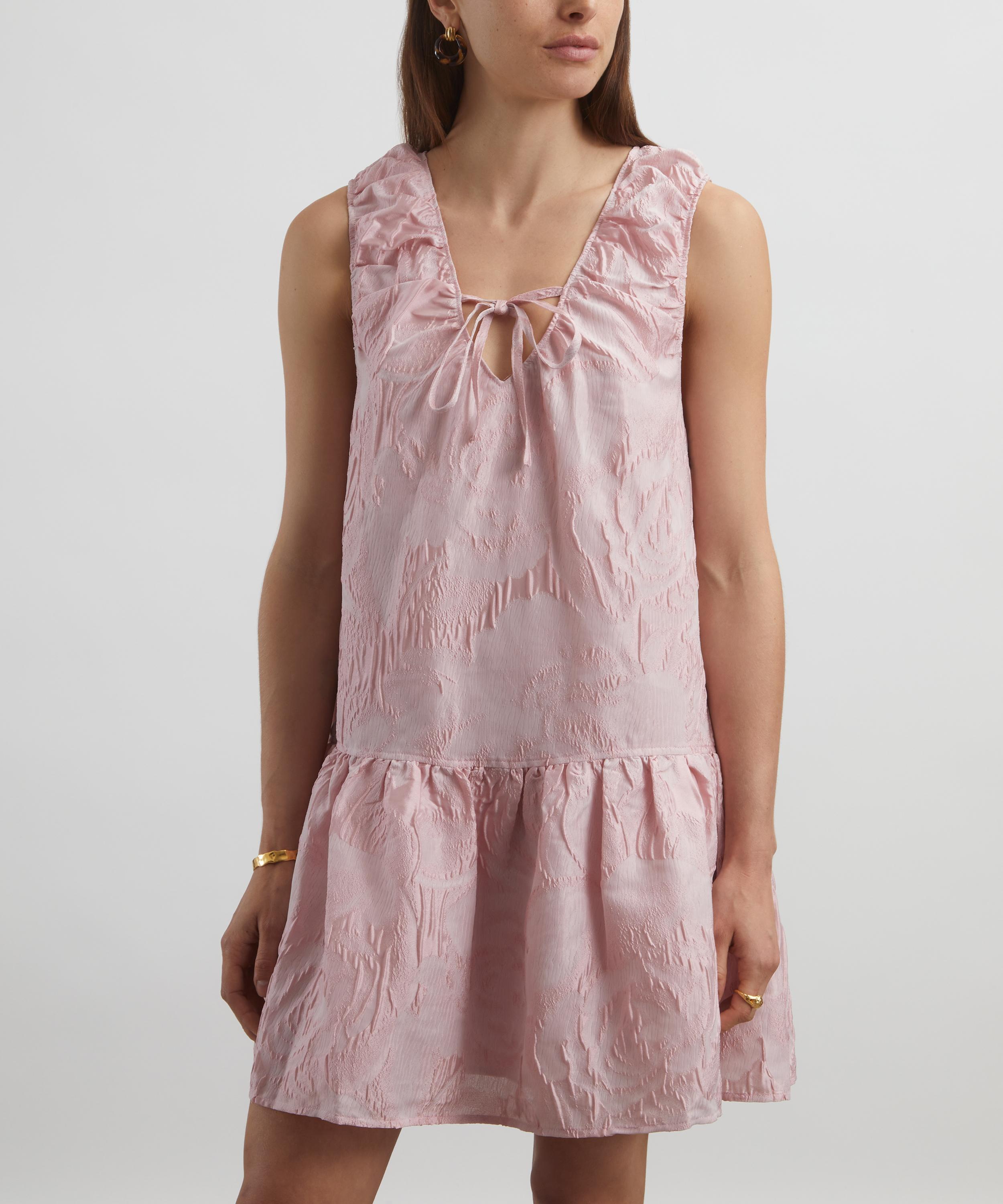 Ganni - Pink Textured Cloqué Mini-Dress image number 2