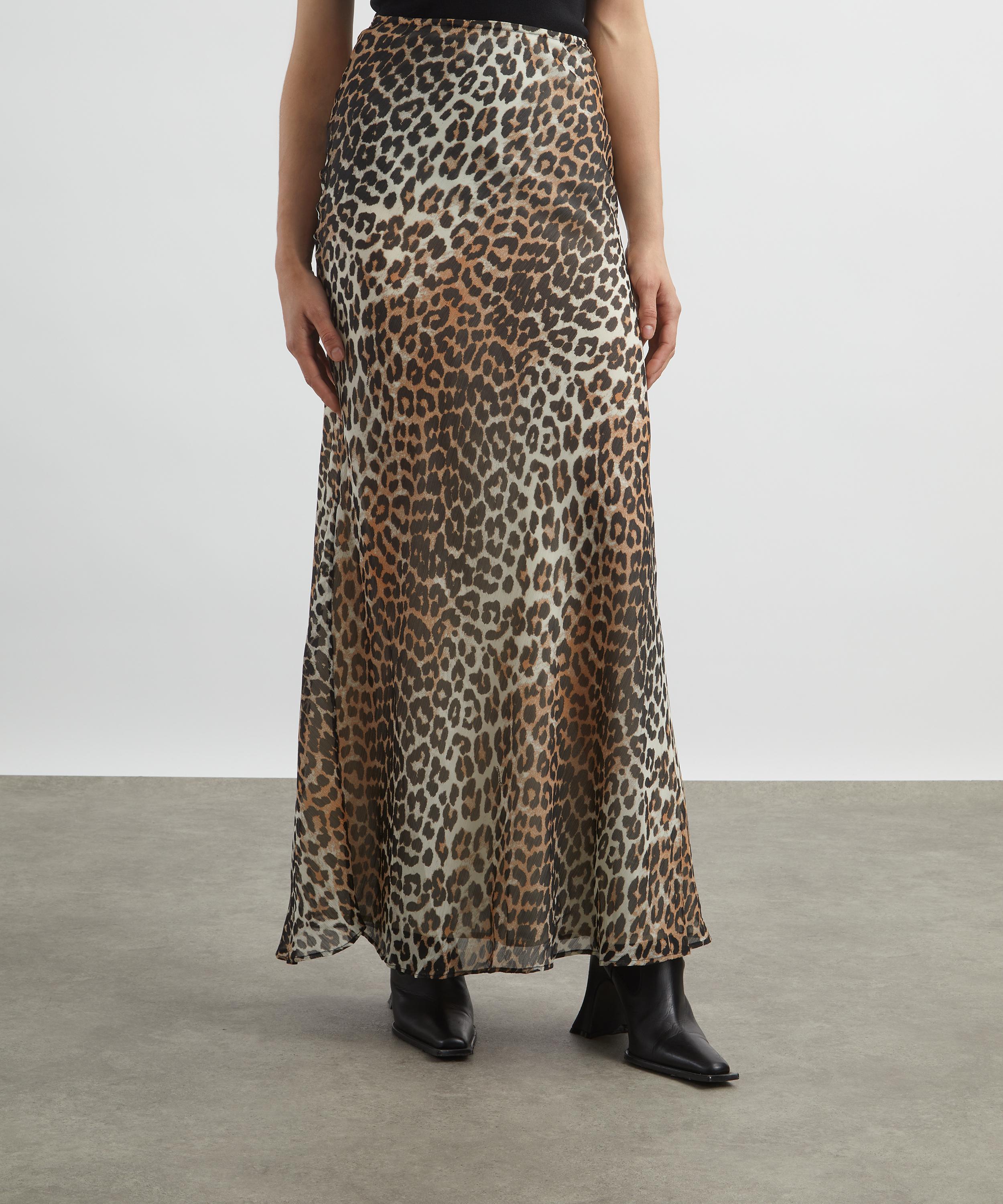 Ganni Leopard Printed Chiffon Maxi Skirt Liberty