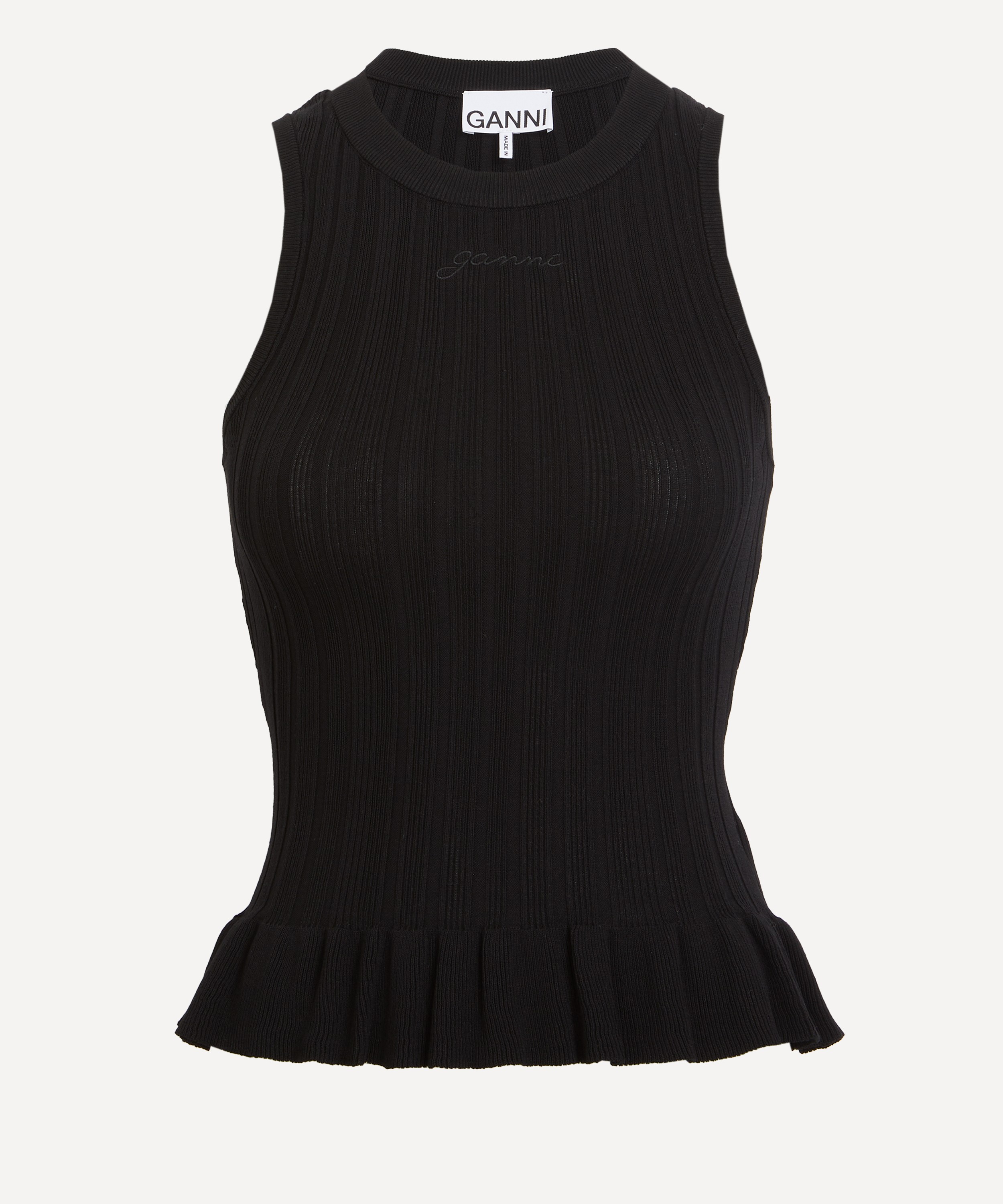 Ganni - Black Rib Tank Top image number 0