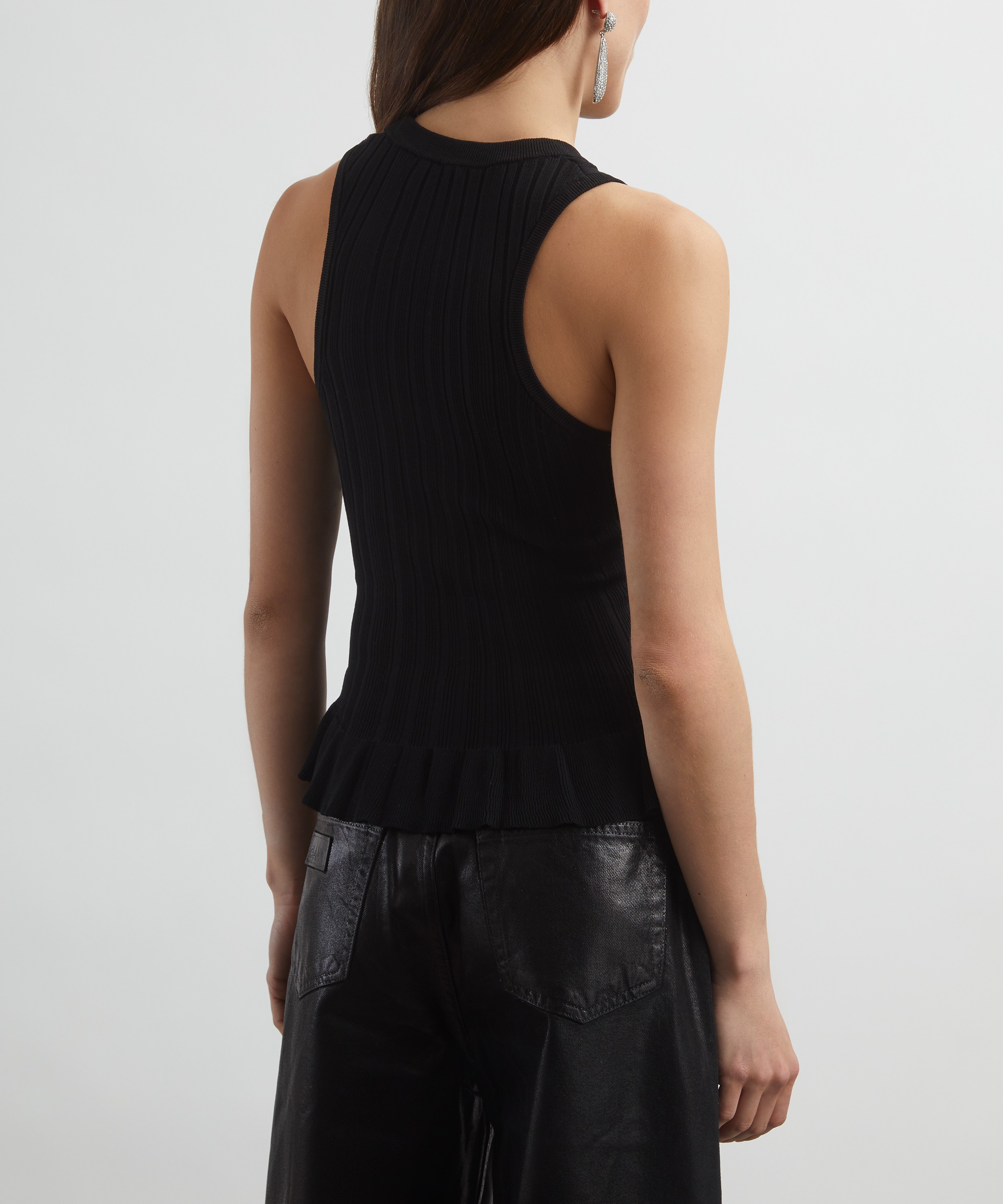 Ganni - Black Rib Tank Top image number 3