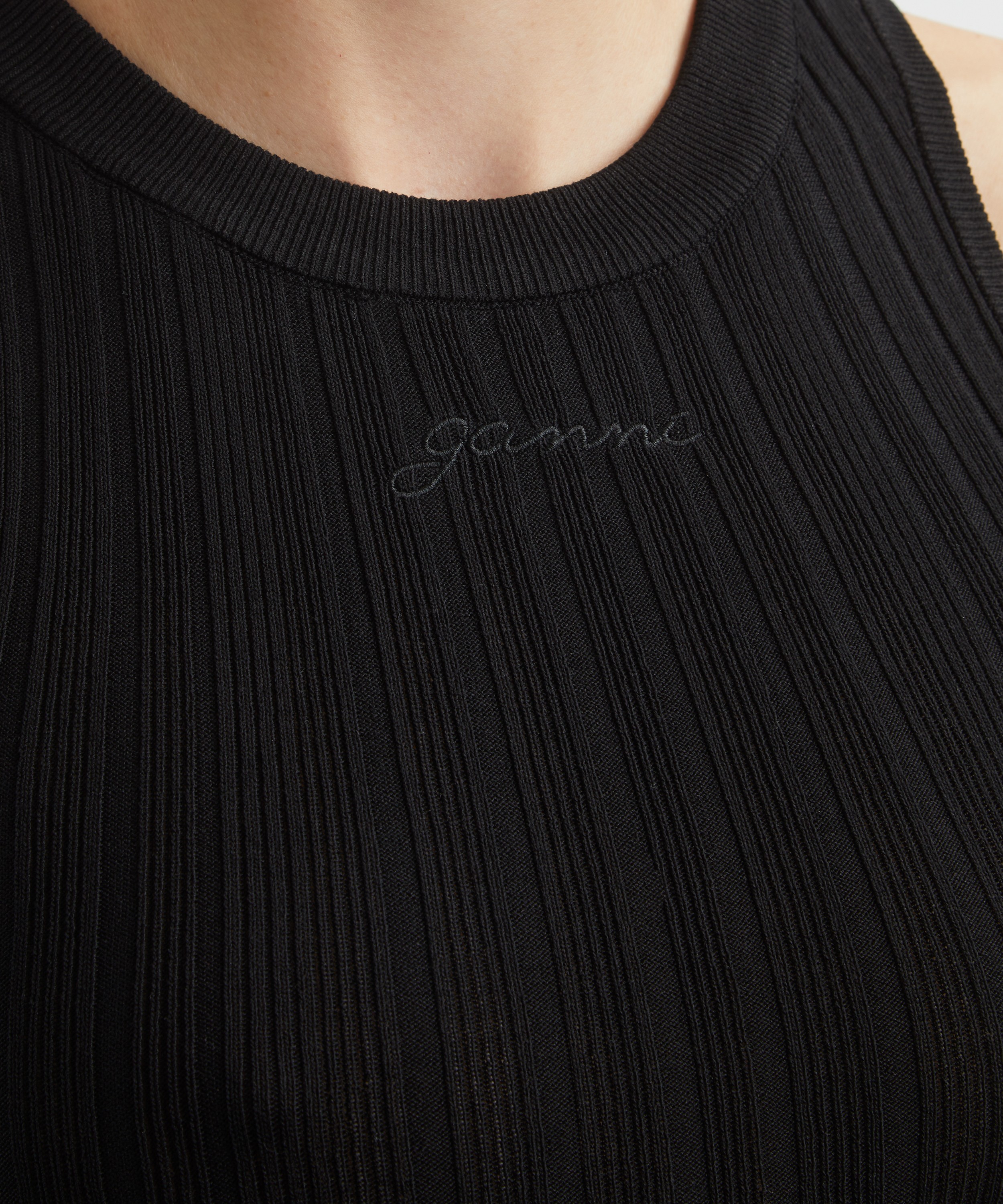 Ganni - Black Rib Tank Top image number 4