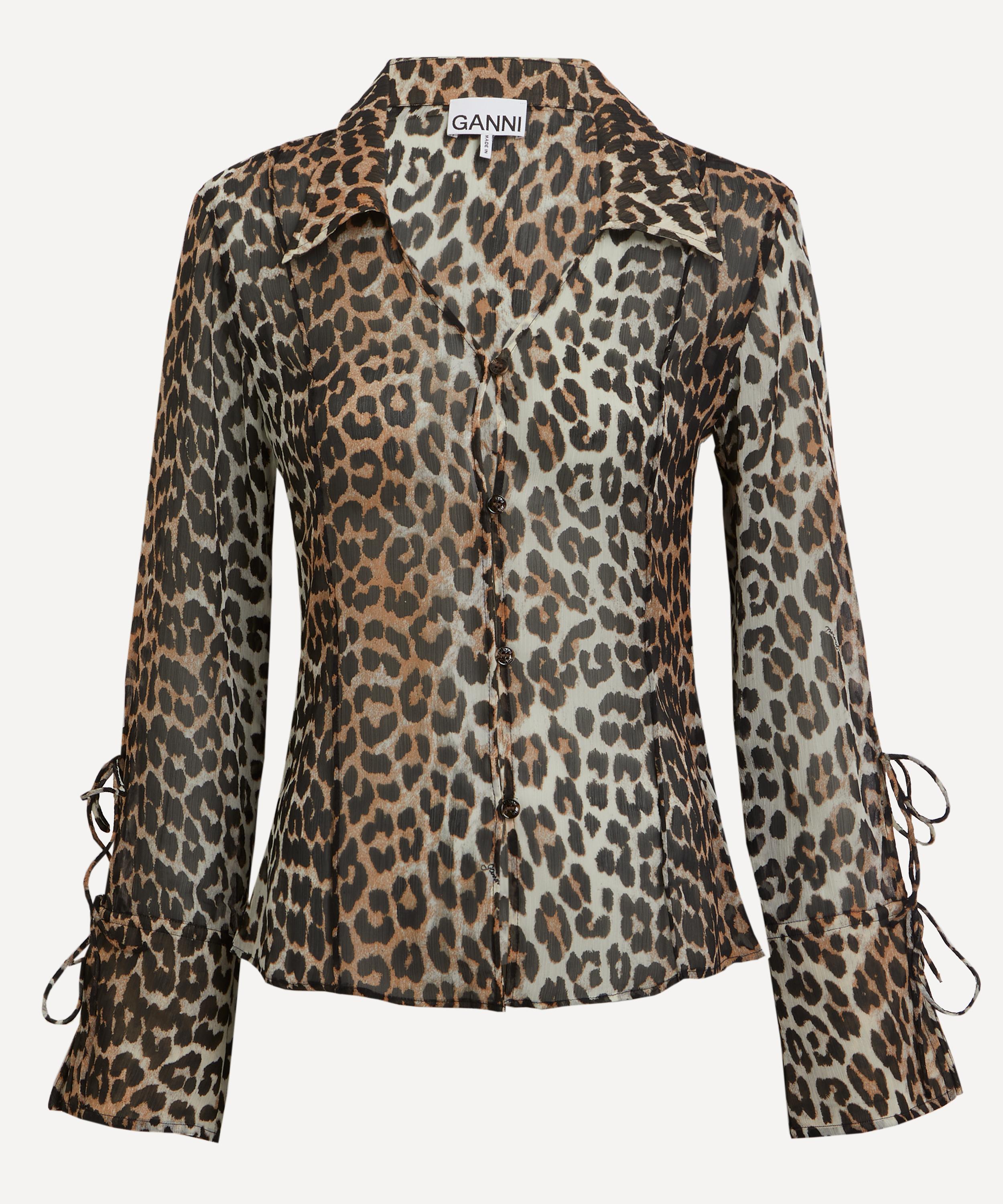 Ganni - Leopard Printed Chiffon Shirt image number 0