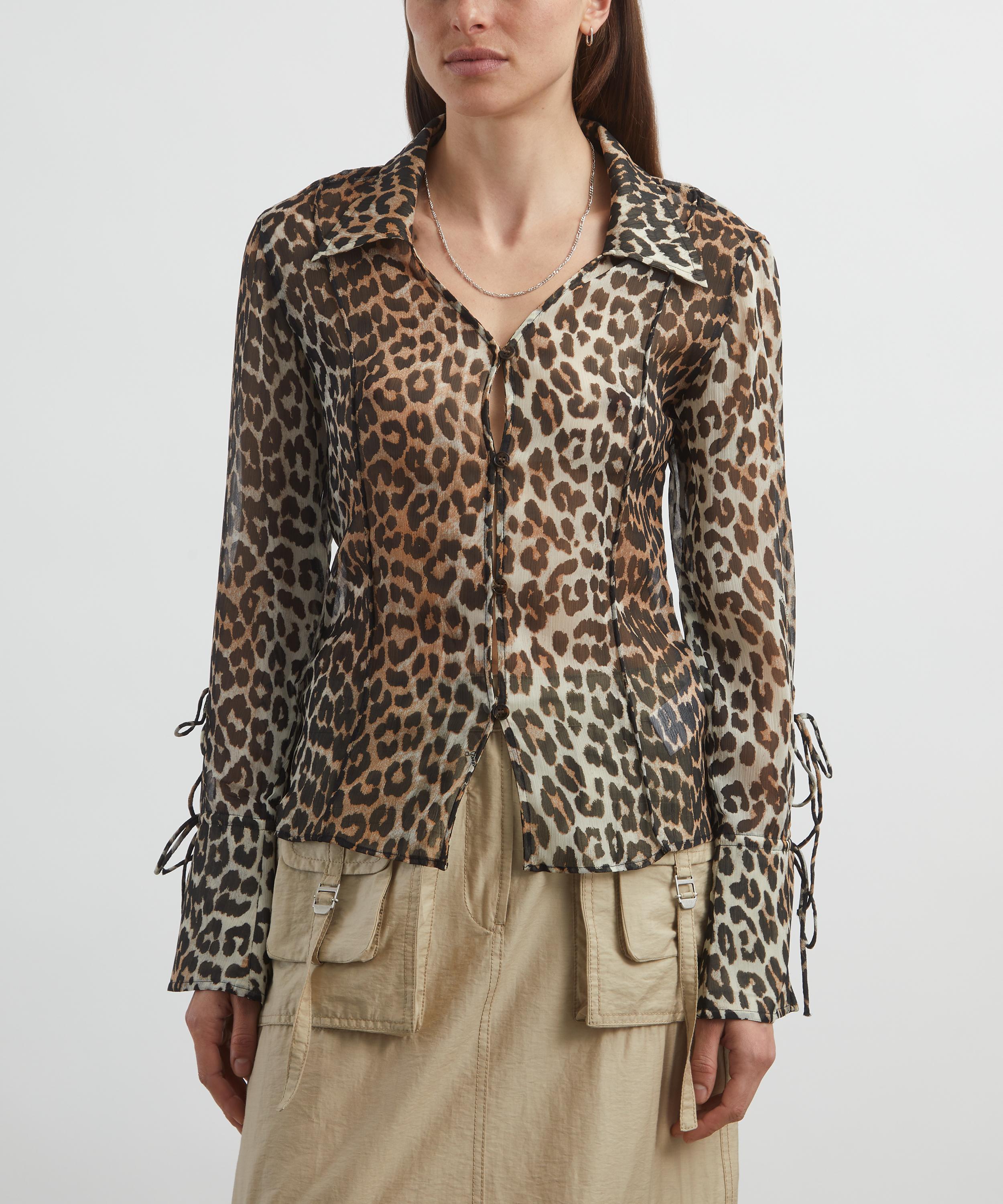 Ganni - Leopard Printed Chiffon Shirt image number 2