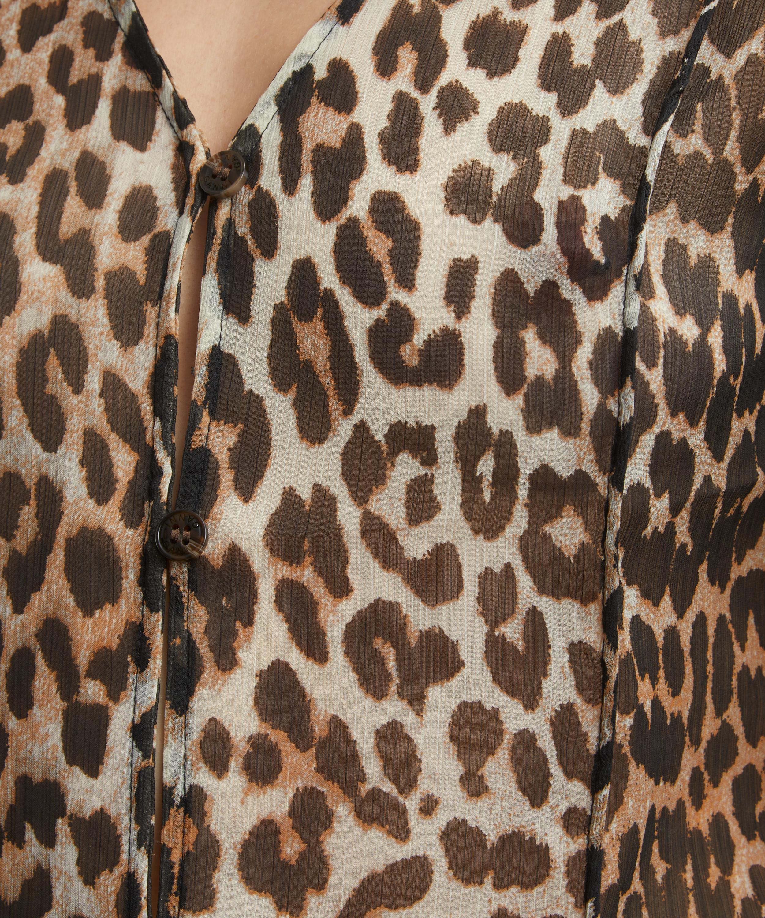 Ganni - Leopard Printed Chiffon Shirt image number 4