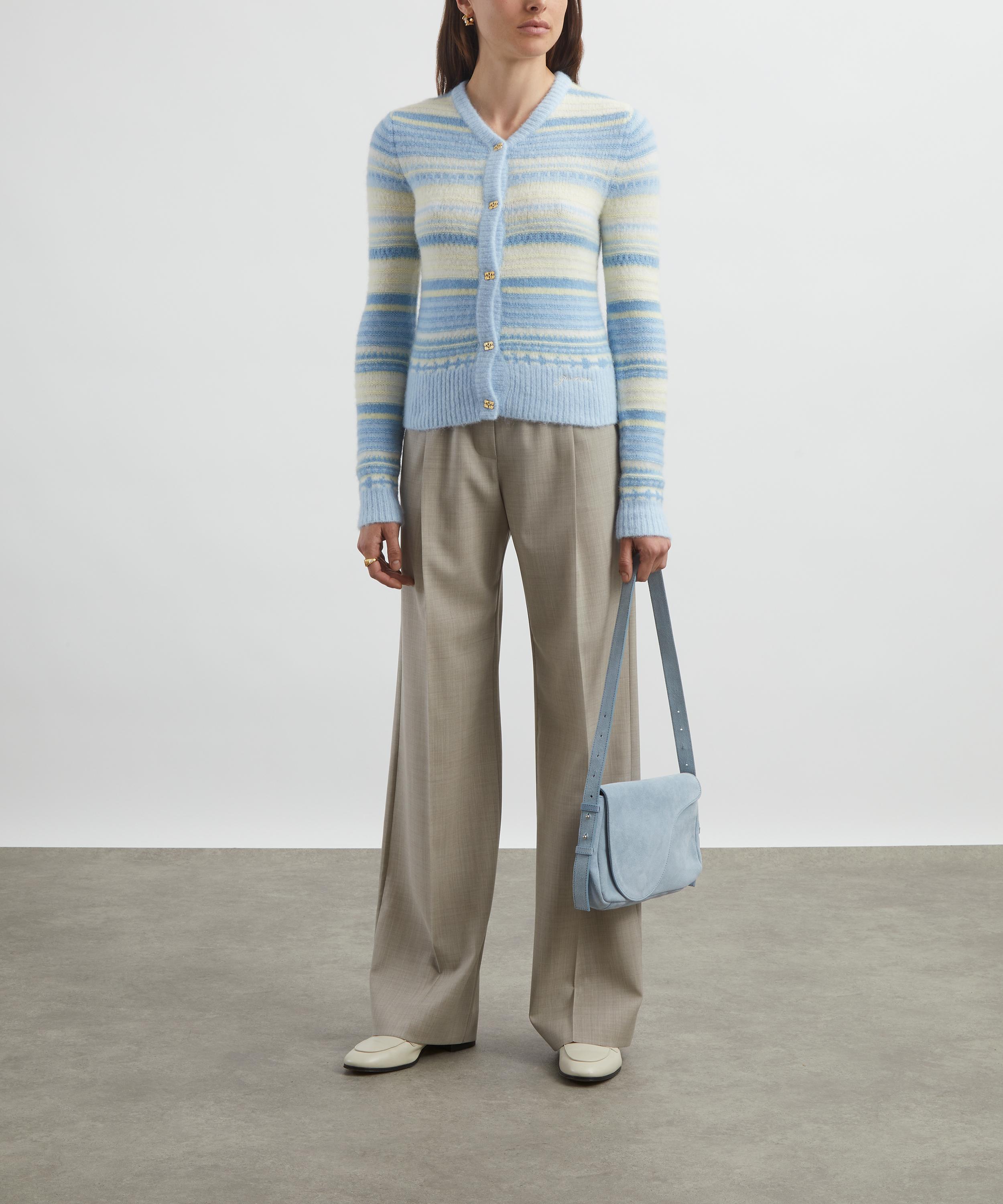 Ganni - Blue Striped Soft Wool Cardigan image number 1