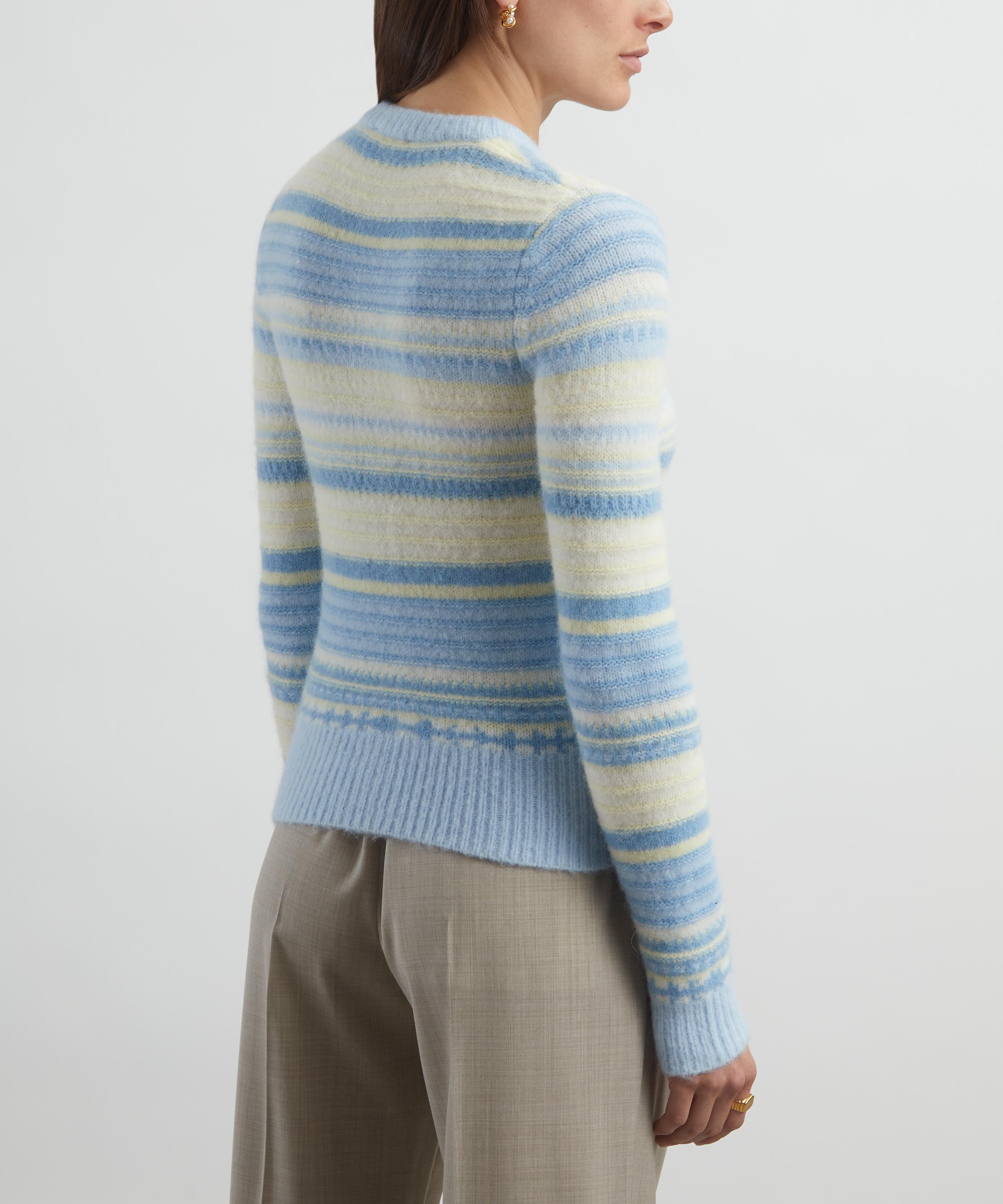 Ganni - Blue Striped Soft Wool Cardigan image number 3