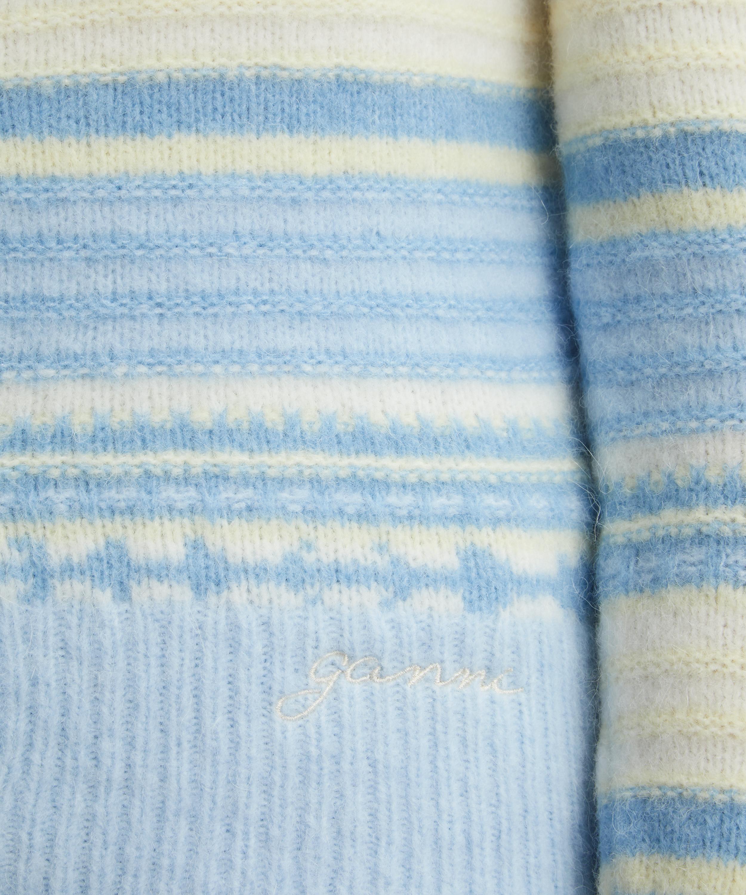 Ganni - Blue Striped Soft Wool Cardigan image number 4