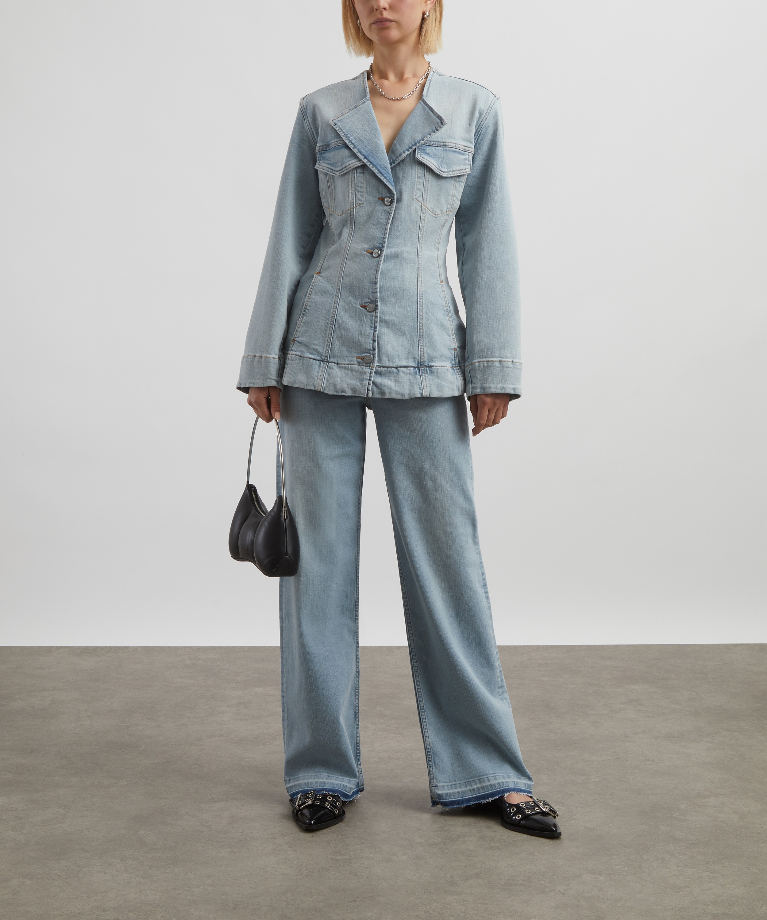 【関税＆送料込み】Ganni Light Blue Cotton Blazer Cotton blazer in blue - Ganni | Mytheresa
