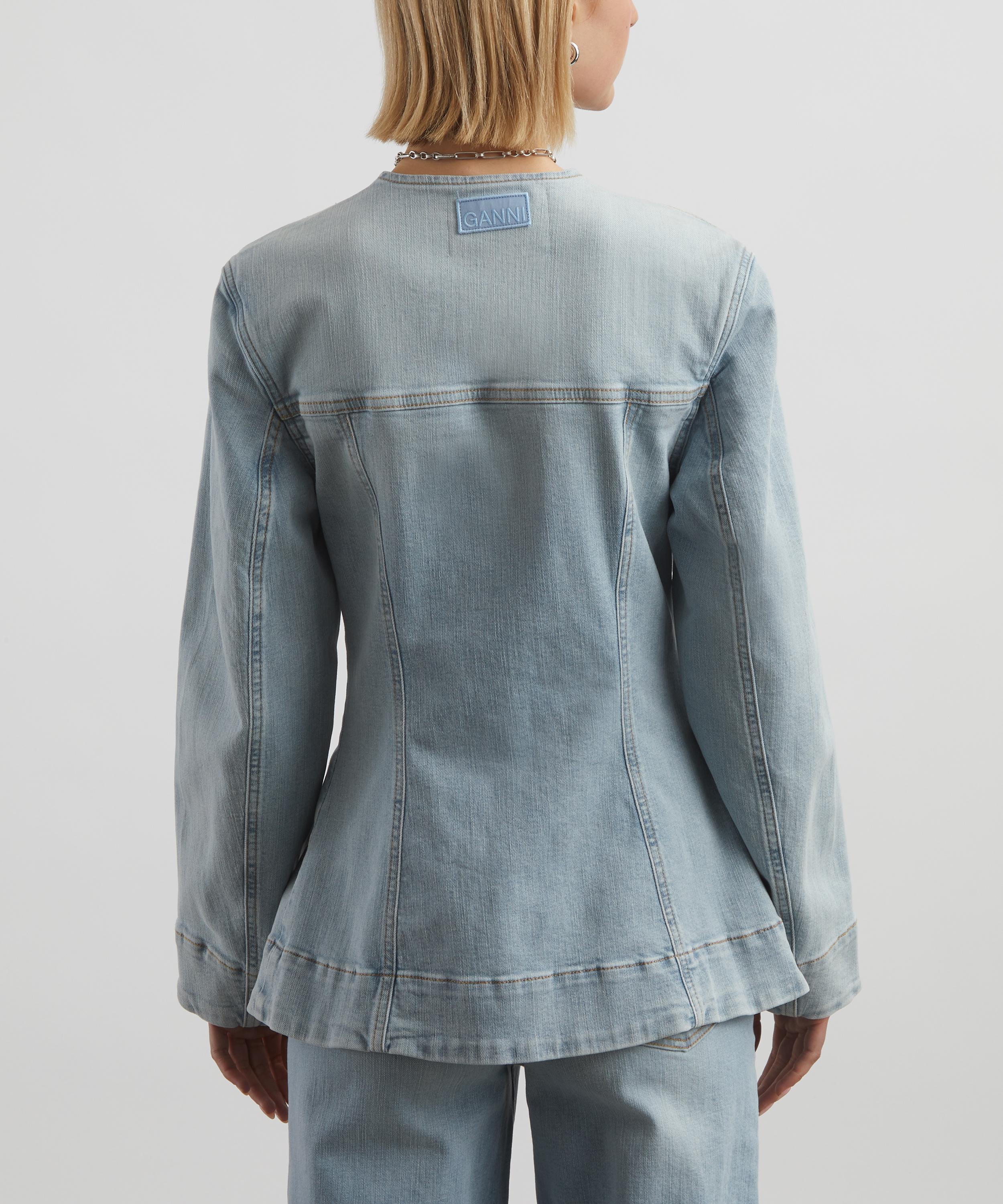 Ganni - Light Blue Denim Fitted Blazer image number 3