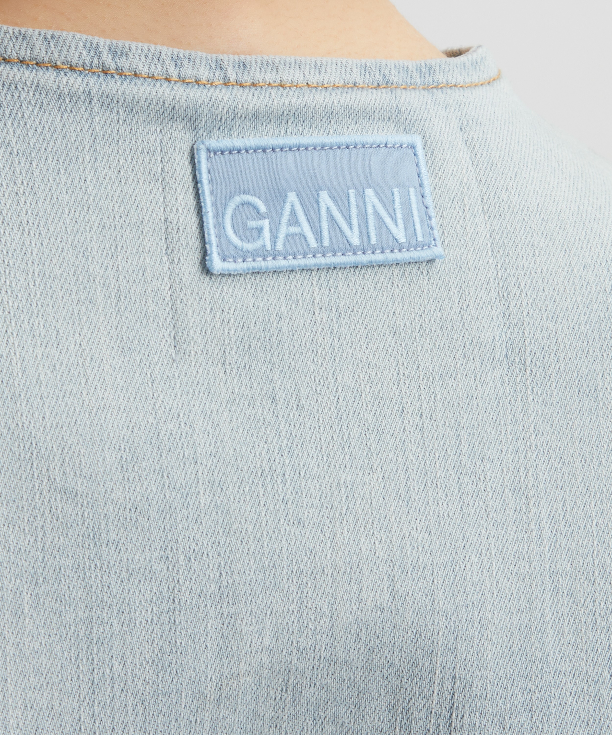 Ganni - Light Blue Denim Fitted Blazer image number 4