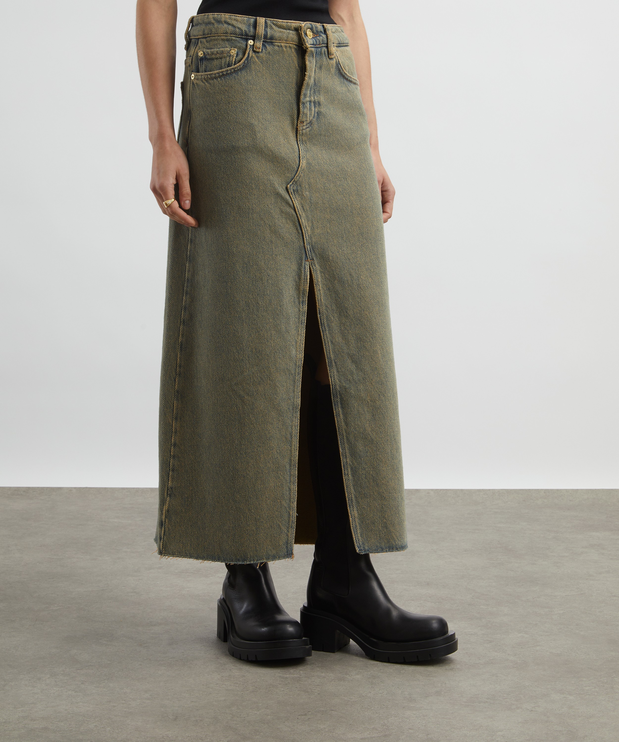 Ganni - Overdyed Heavy Denim Maxi-Skirt image number 2