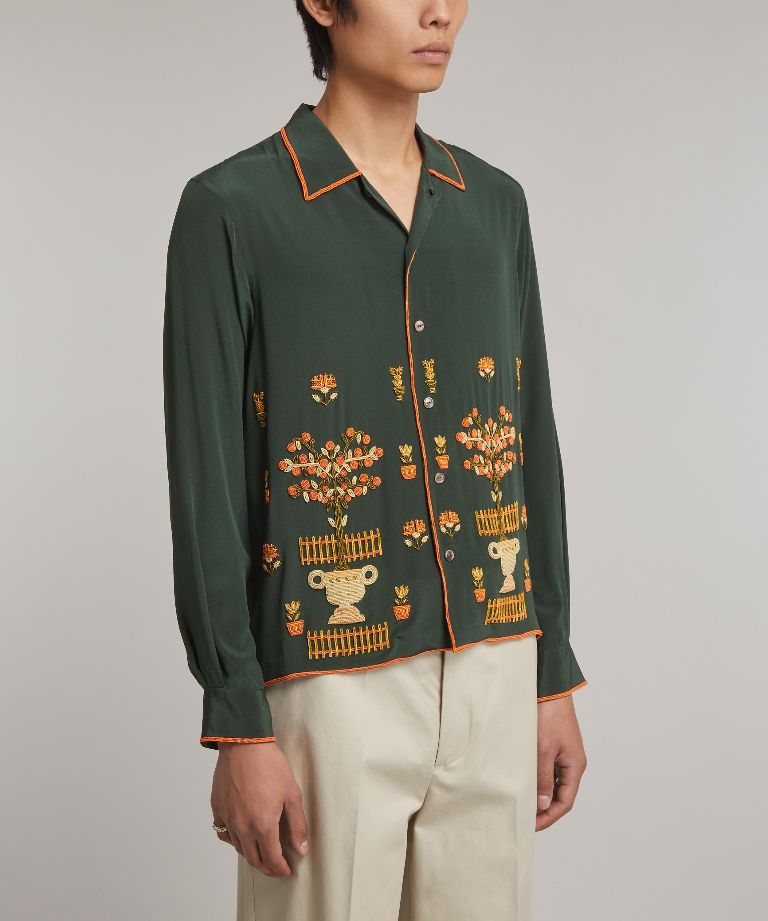 Bode - Beaded Paddock Sampler Silk Shirt image number 2