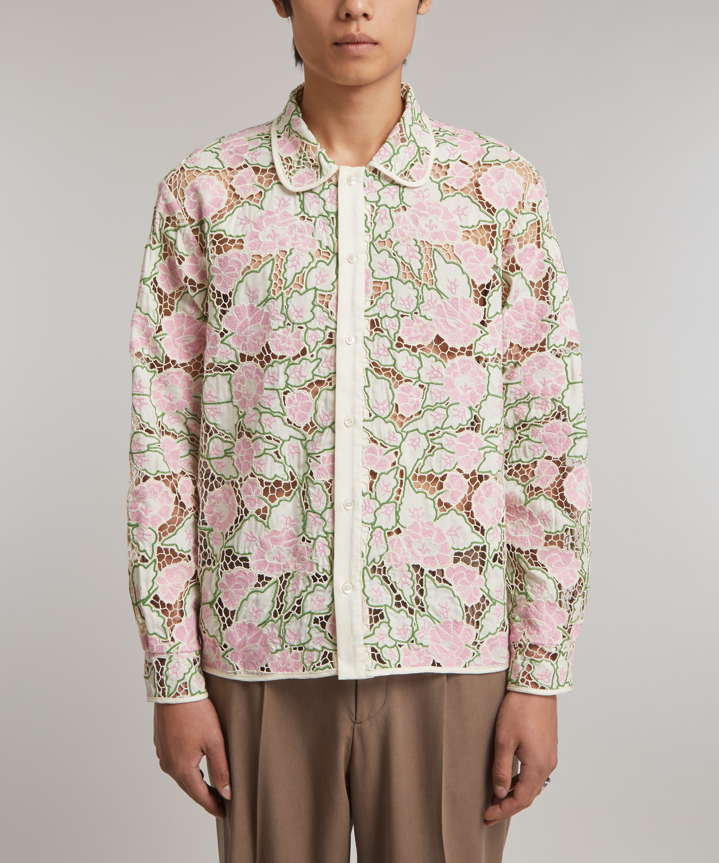 Bode - Peony Lace Long Sleeve Shirt image number 2