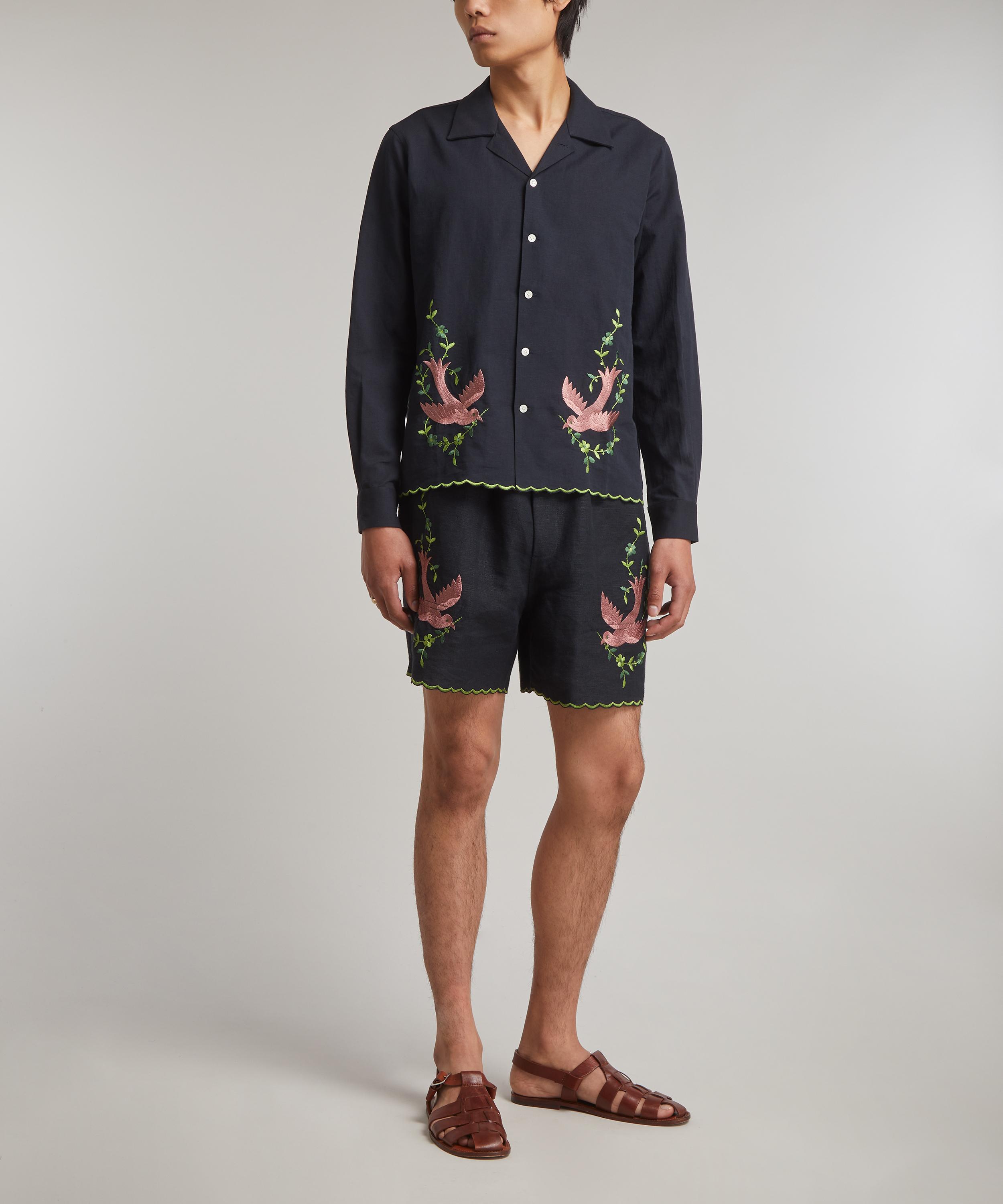 Bode - Rosefinch Embroidered Long Sleeve Shirt image number 1