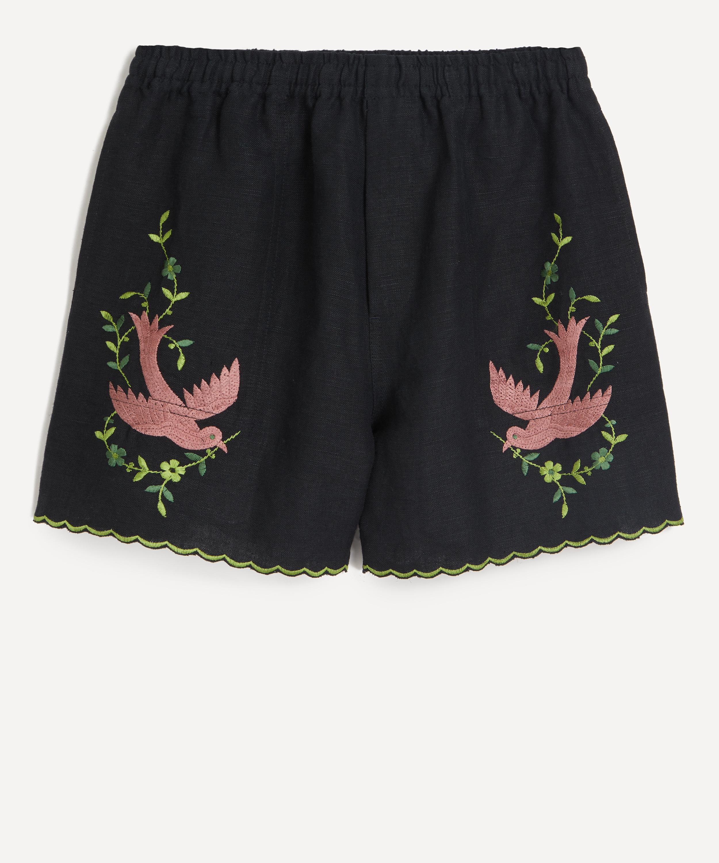 Bode - Rosefinch Embroidered Shorts image number 0