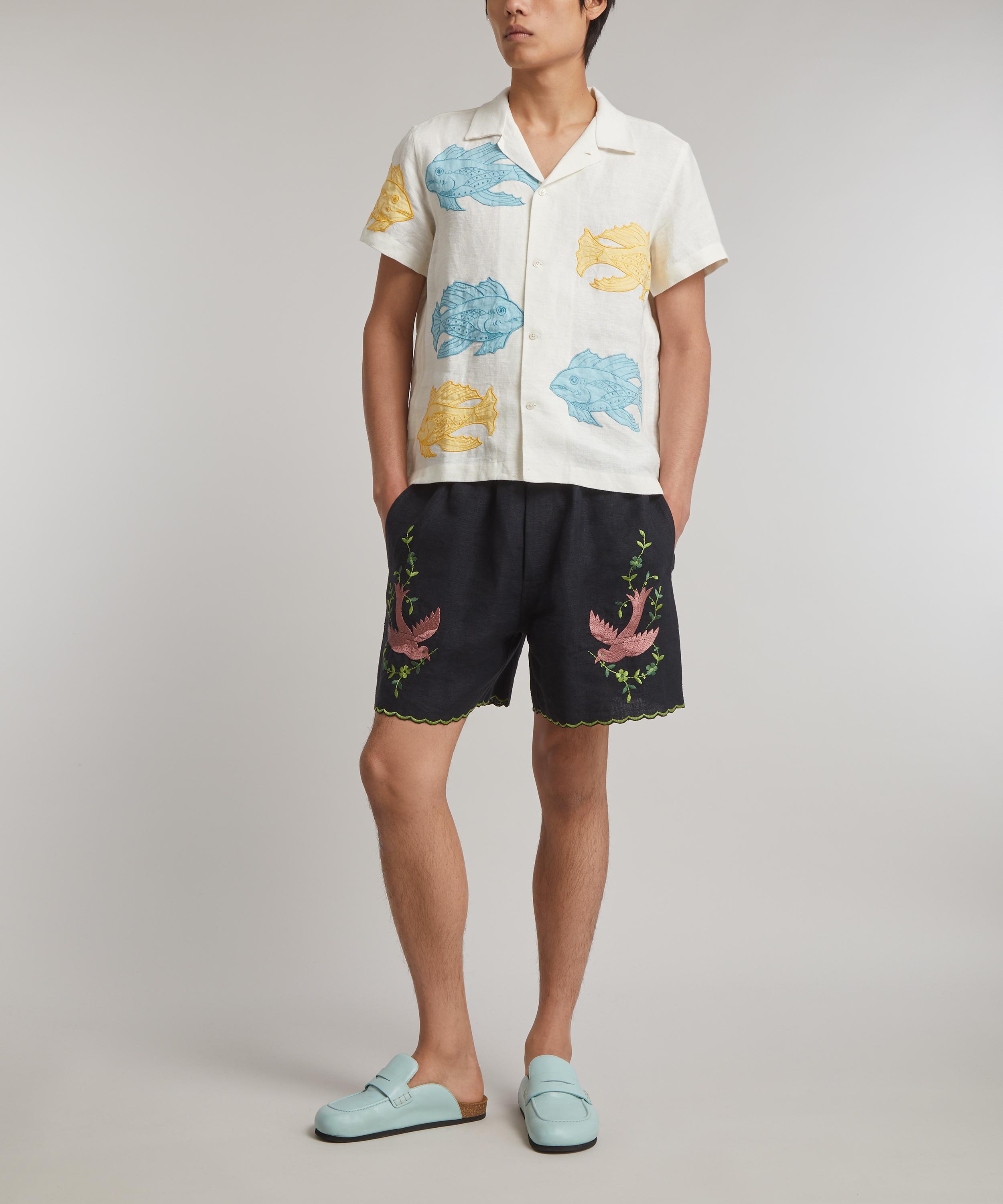 Bode - Rosefinch Embroidered Shorts image number 1