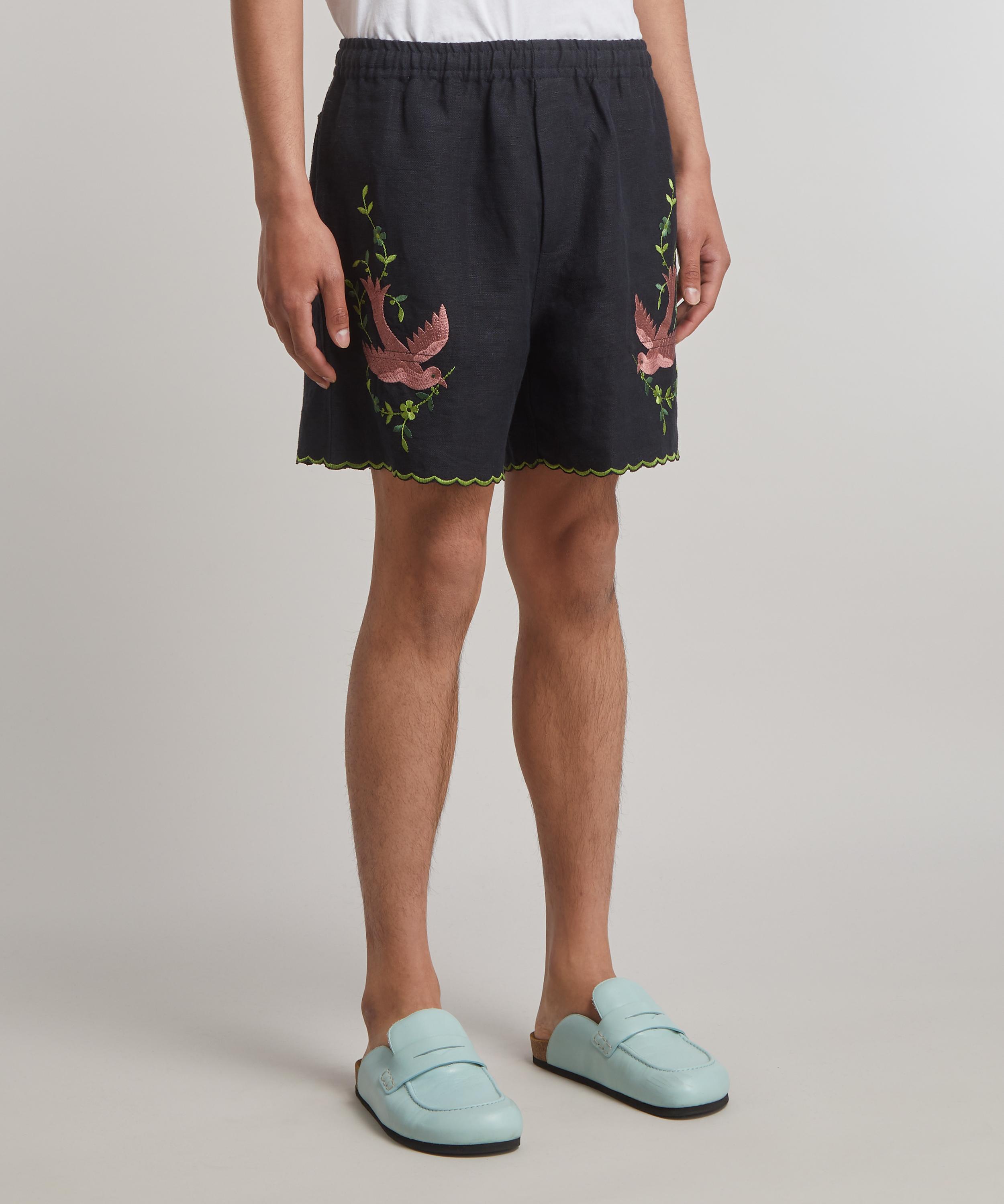Bode - Rosefinch Embroidered Shorts image number 2