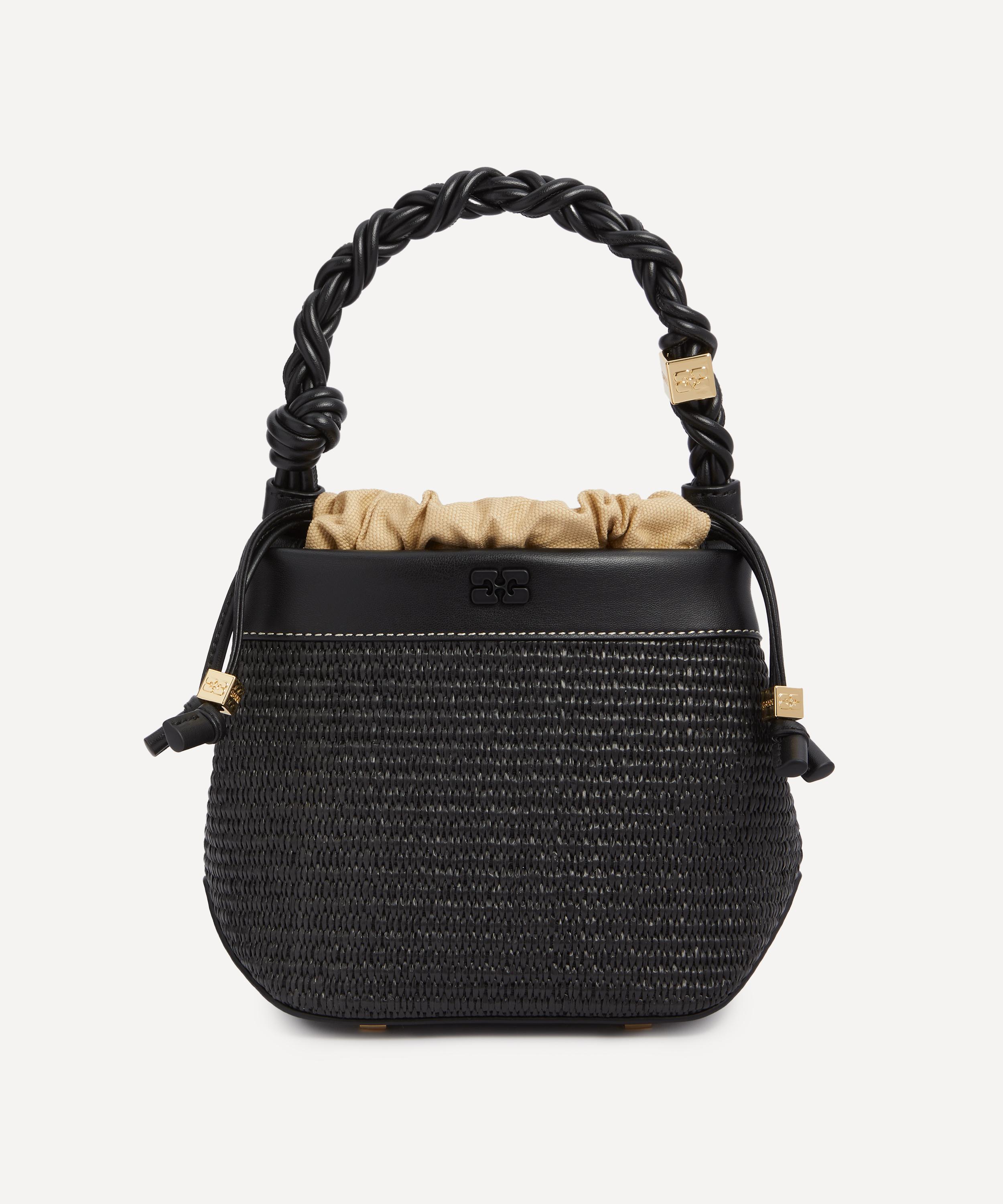 Ganni - Bou Black Raffia Bucket Bag image number 0