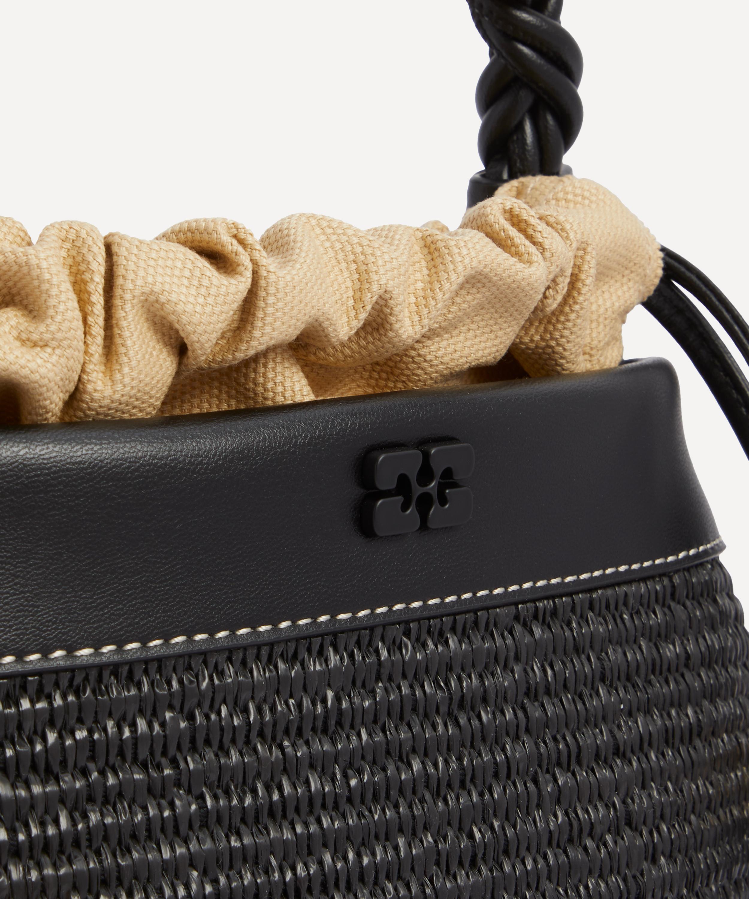 Ganni - Bou Black Raffia Bucket Bag image number 4
