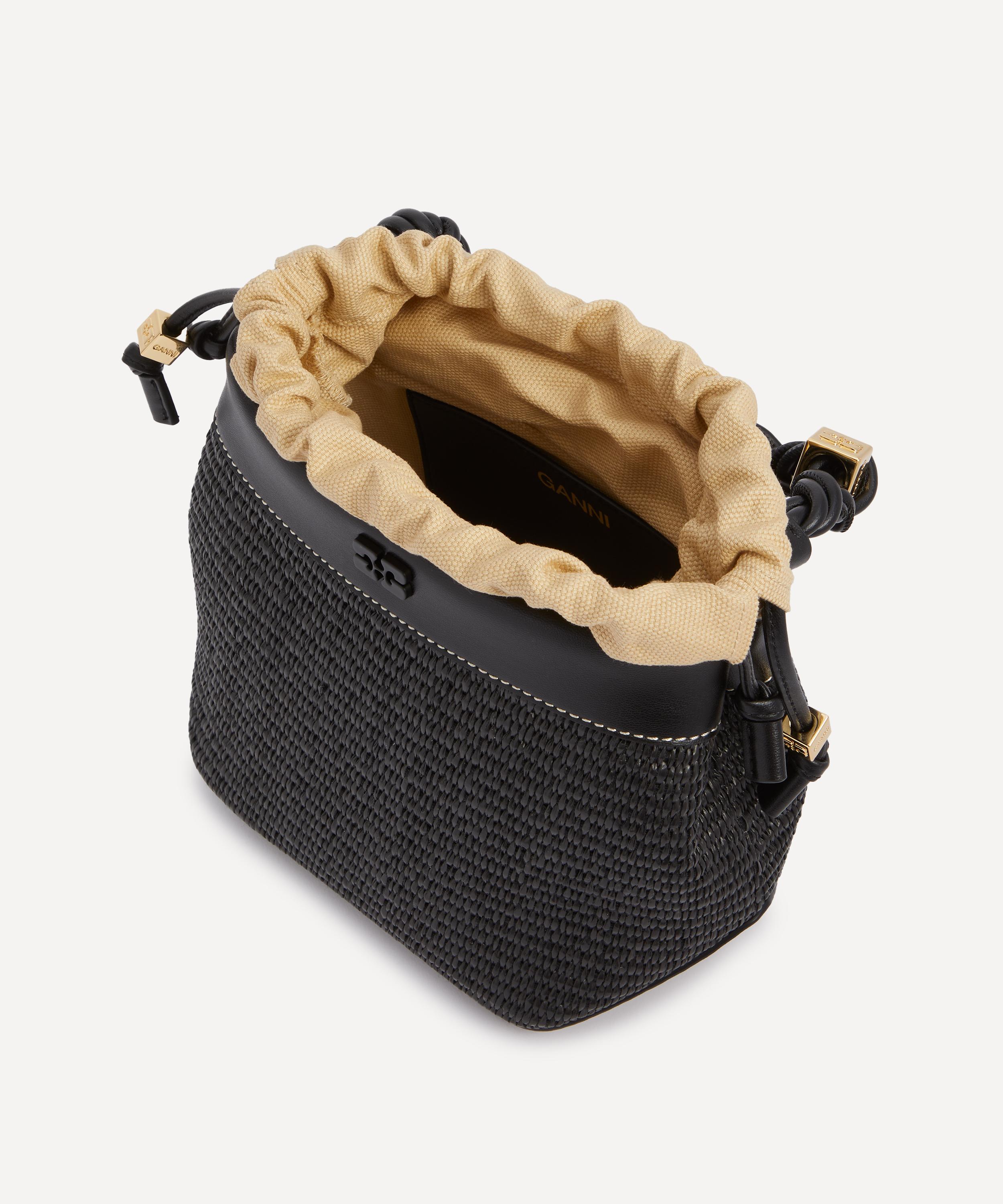 Ganni - Bou Black Raffia Bucket Bag image number 5