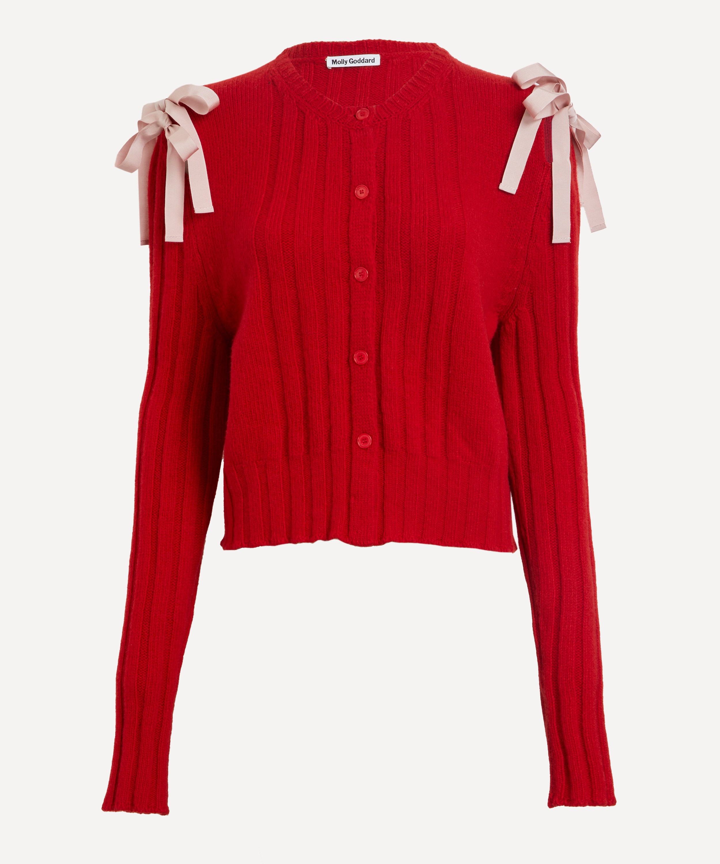 Molly Goddard - Charlotte Lambswool Rib Knit Cardigan image number 0