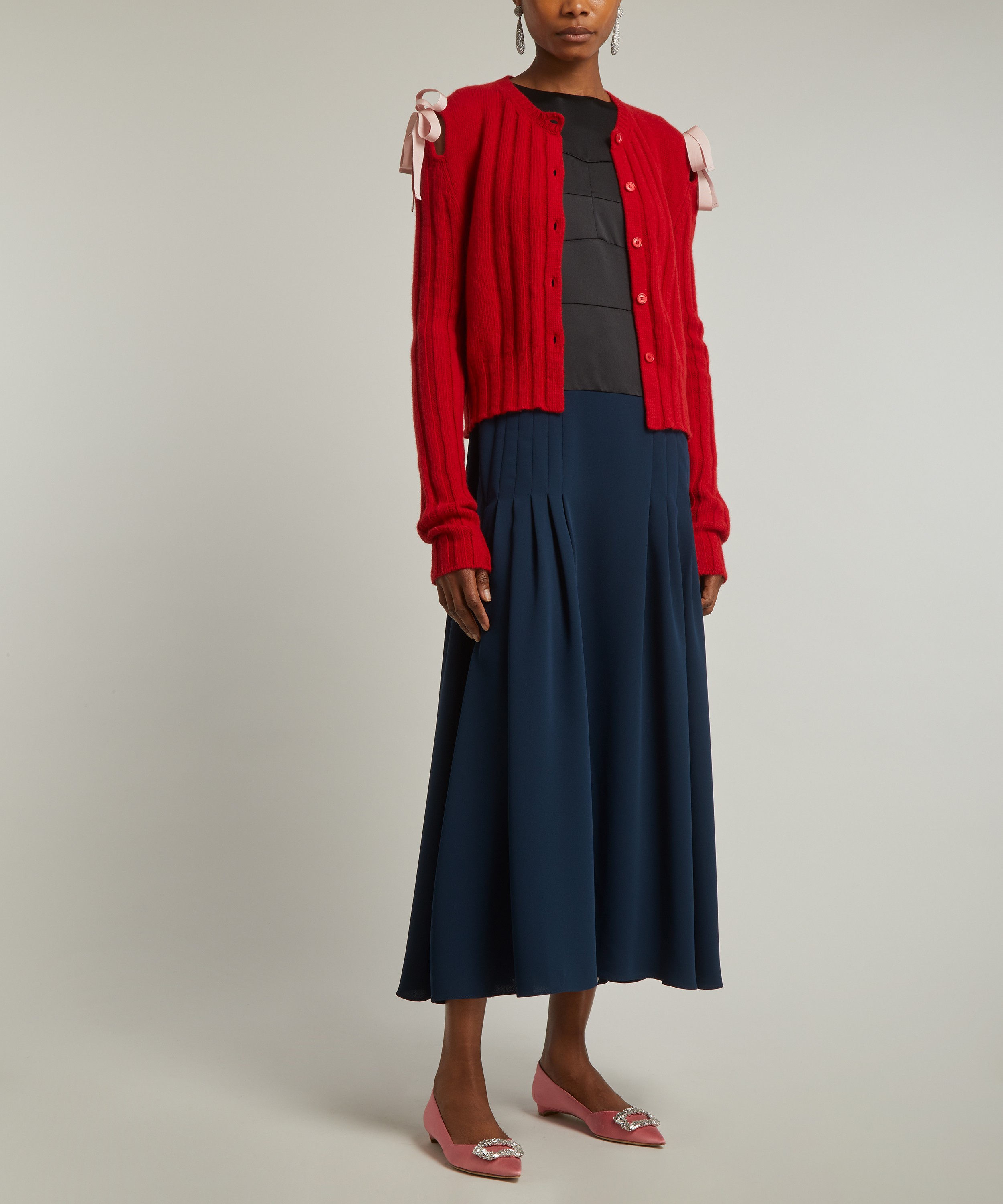 Molly Goddard - Charlotte Lambswool Rib Knit Cardigan image number 1