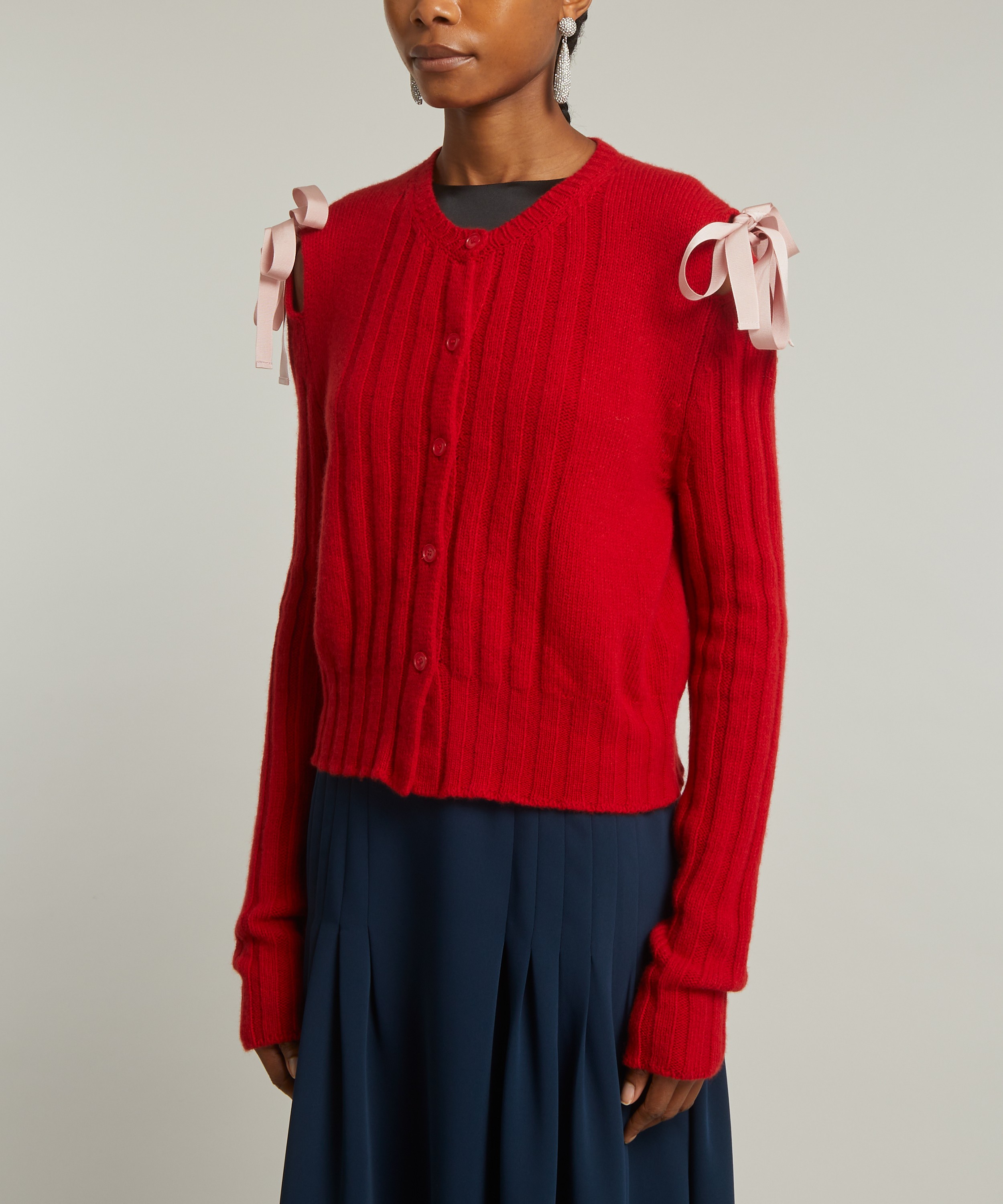 Molly Goddard - Charlotte Lambswool Rib Knit Cardigan image number 2