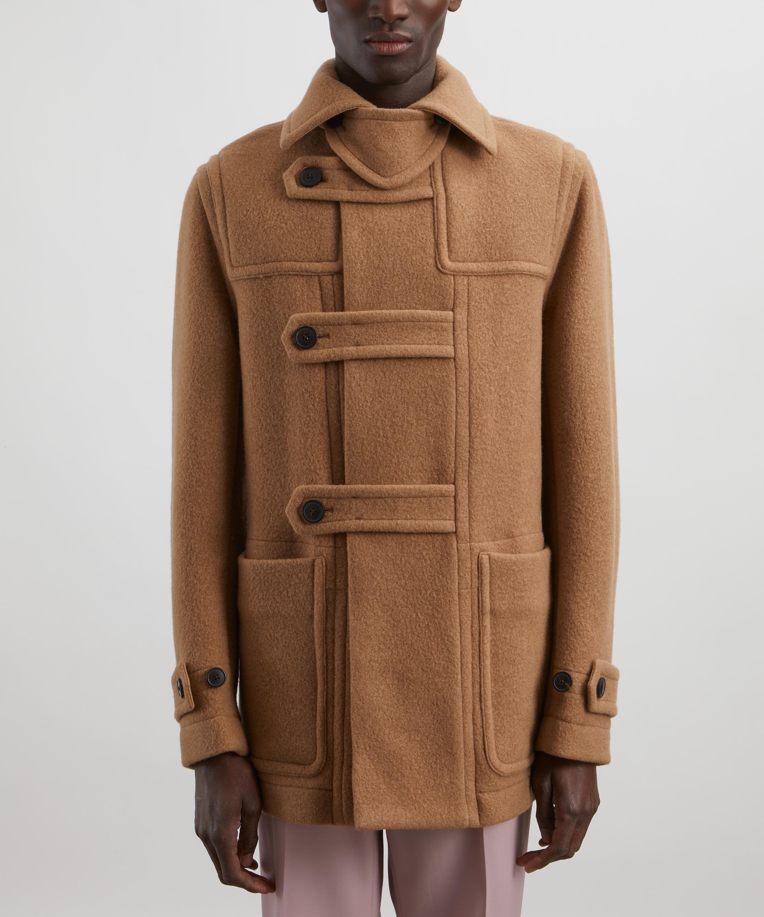 Dries Van Noten Camel Wool Blend Tab Collar Jacket Liberty