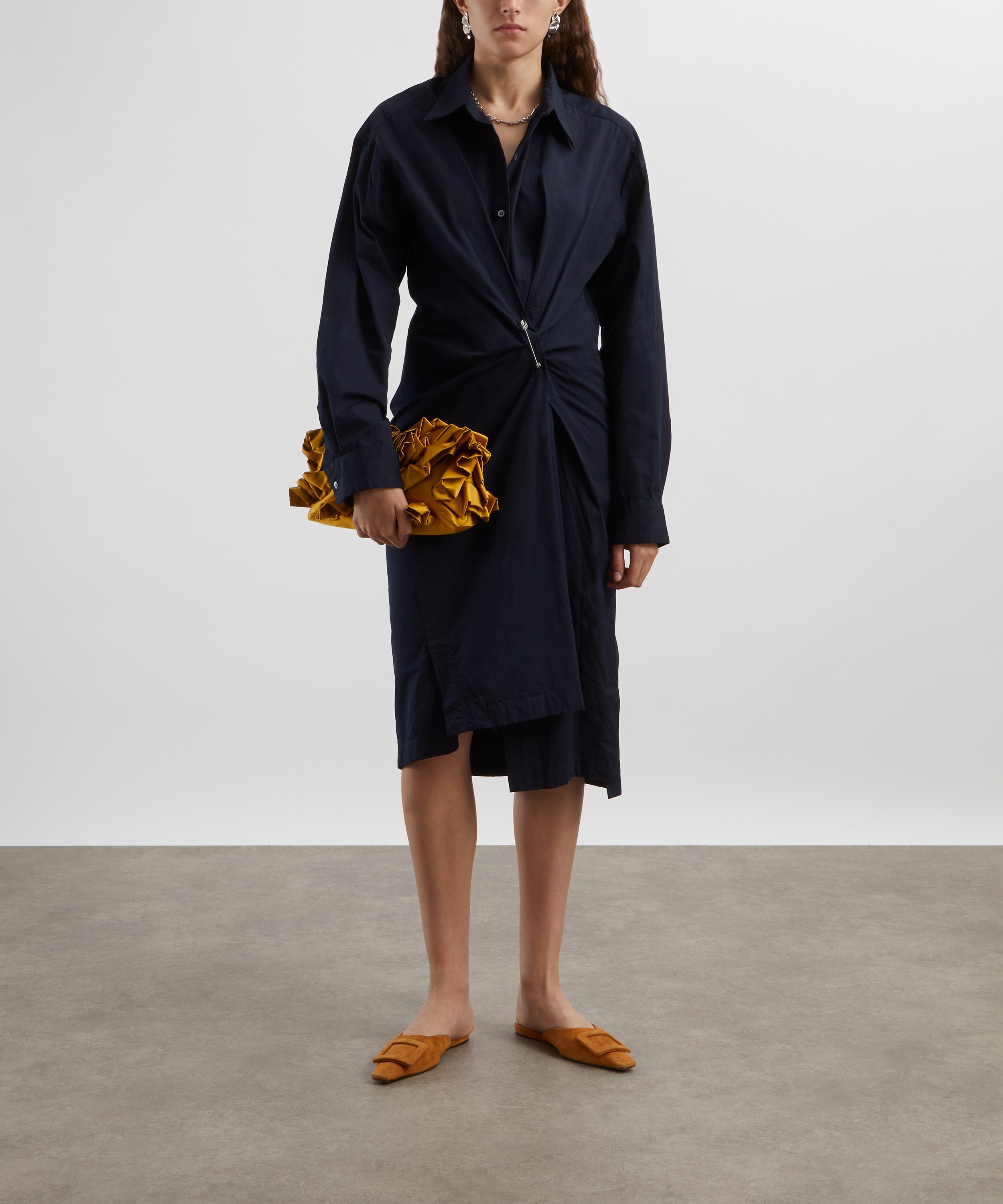 Dries Van Noten - Navy Cotton Gabardine Shirtdress image number 1