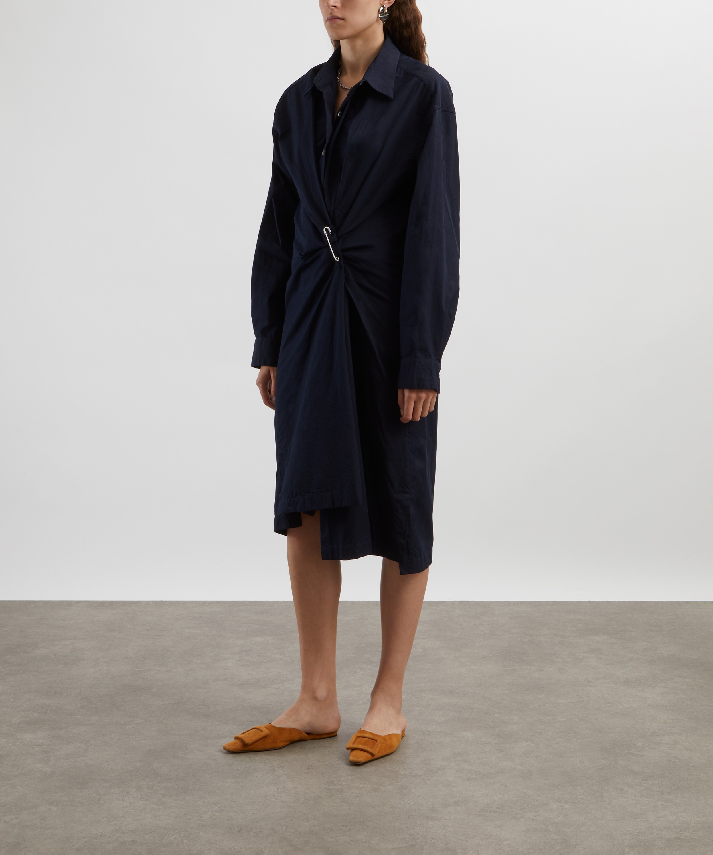 Dries Van Noten - Navy Cotton Gabardine Shirtdress image number 2