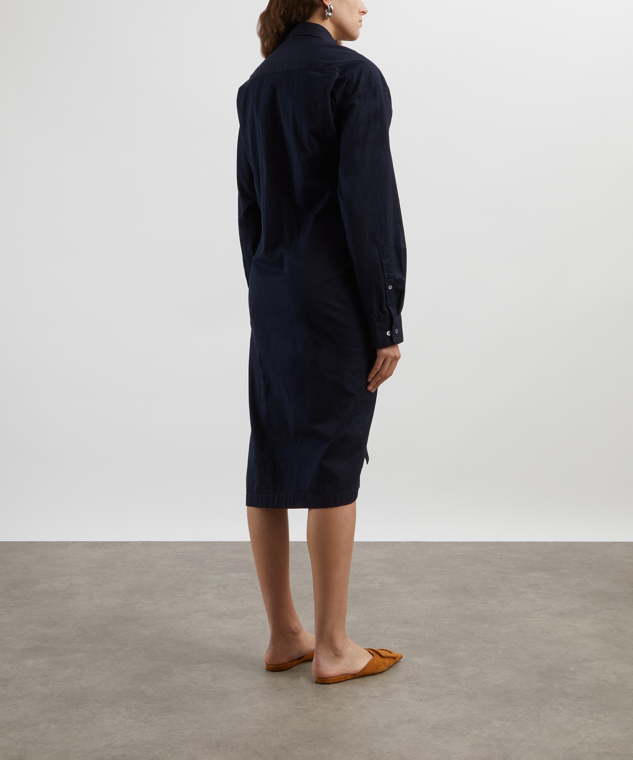 Dries Van Noten - Navy Cotton Gabardine Shirtdress image number 3