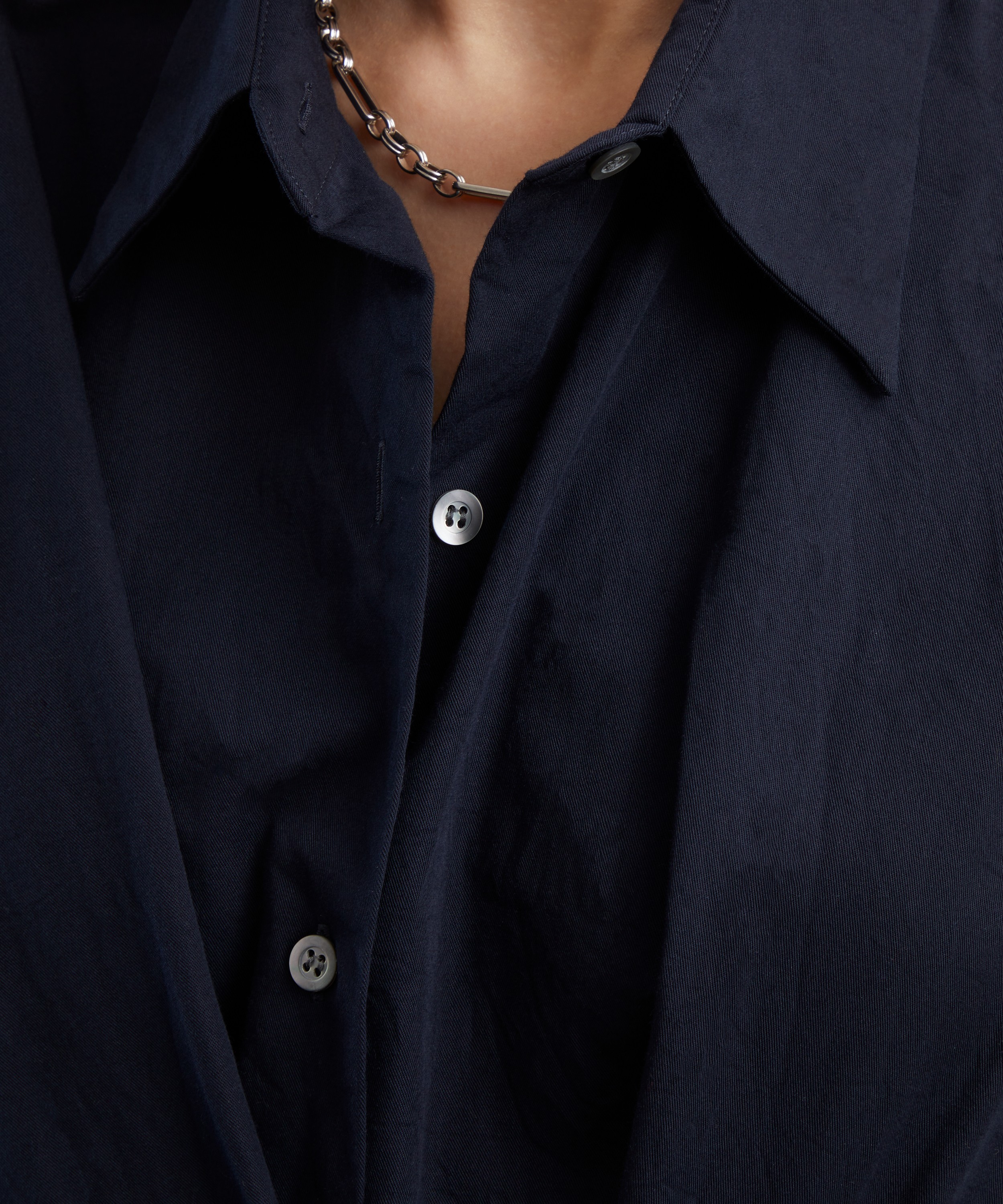 Dries Van Noten Navy Cotton Gabardine Shirtdress | Liberty