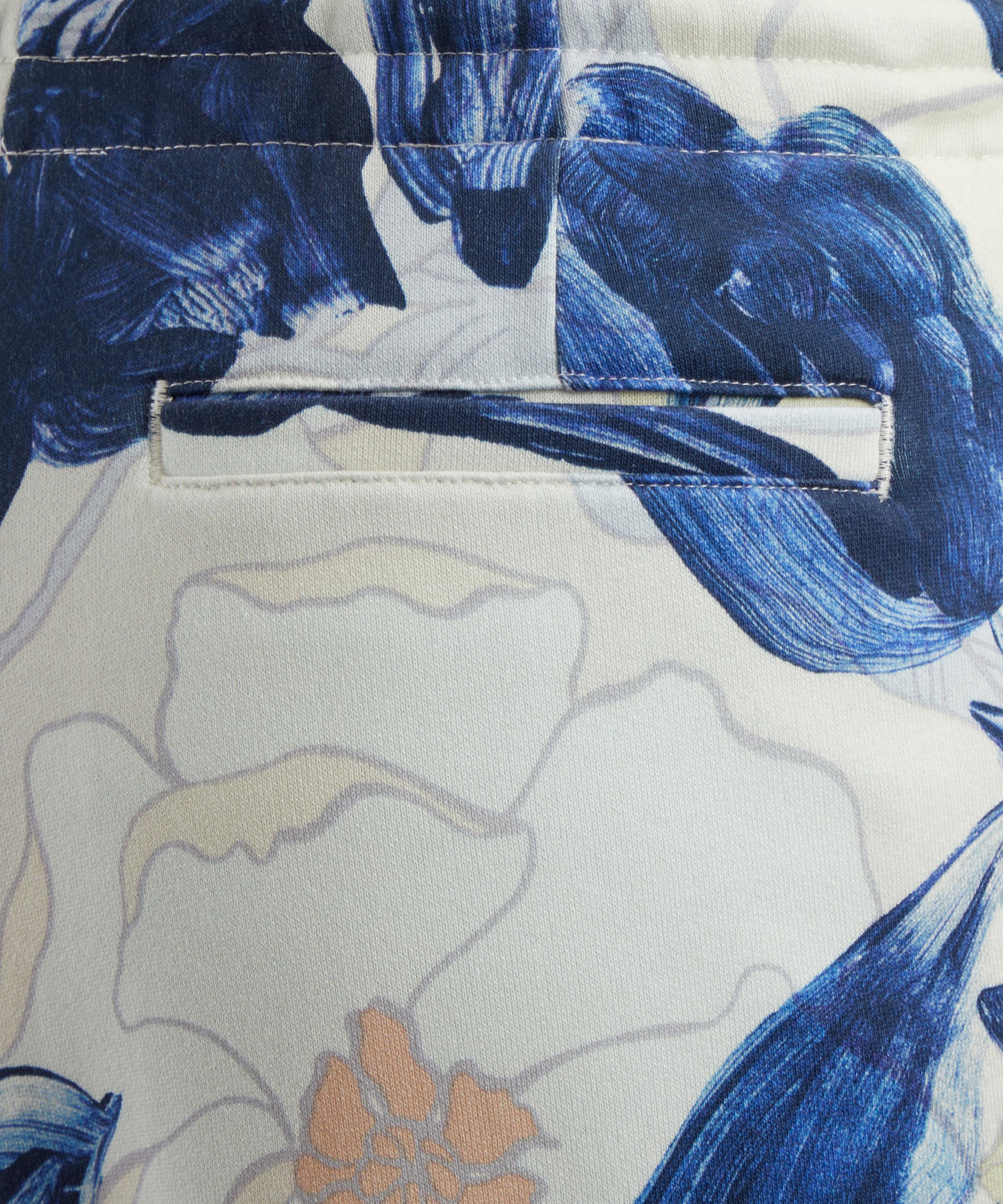 Dries Van Noten - Blue Floral Drawstring Wide Leg Trousers image number 4