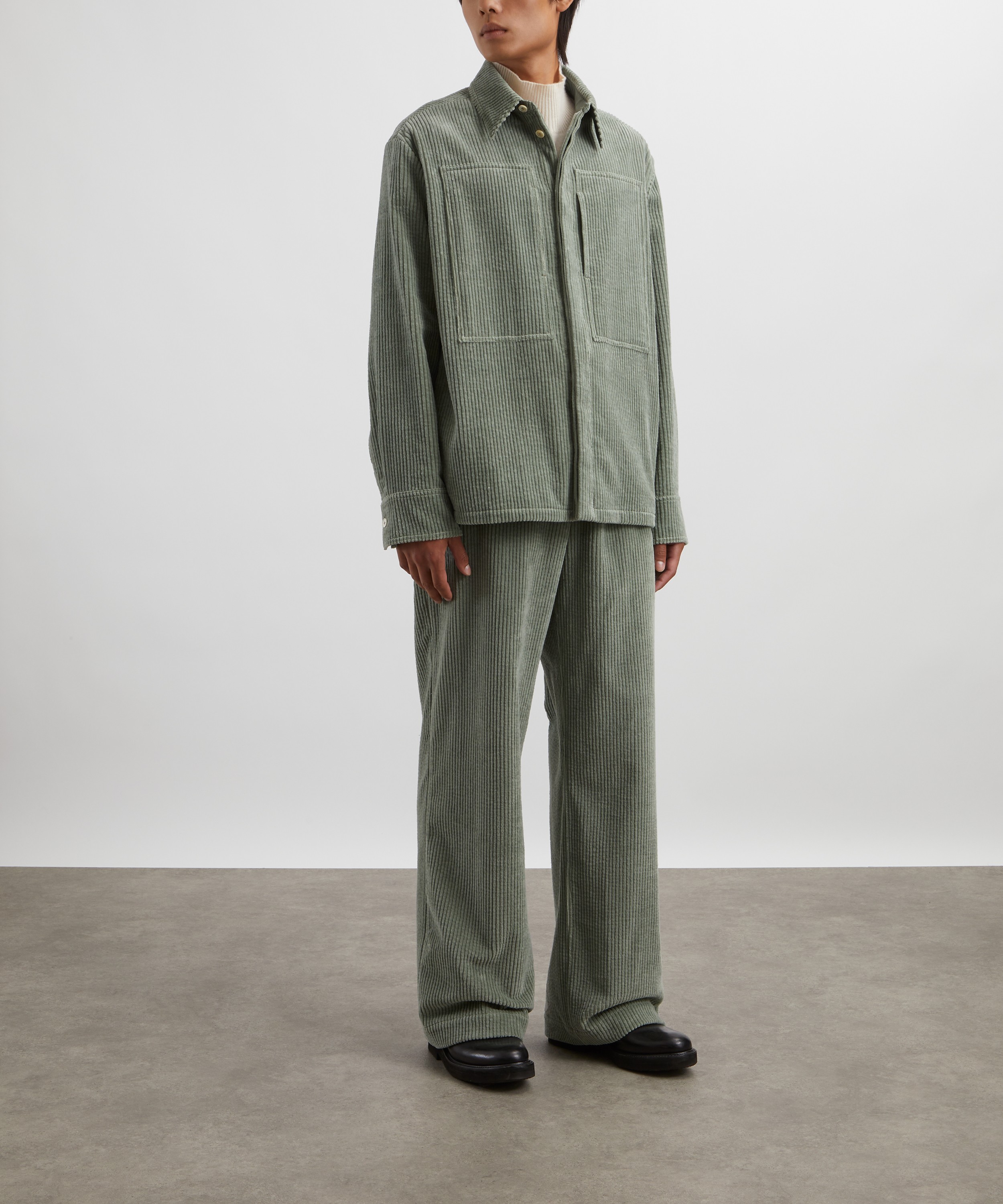 Jil Sander - Celadon Green Corduroy Overshirt image number 1