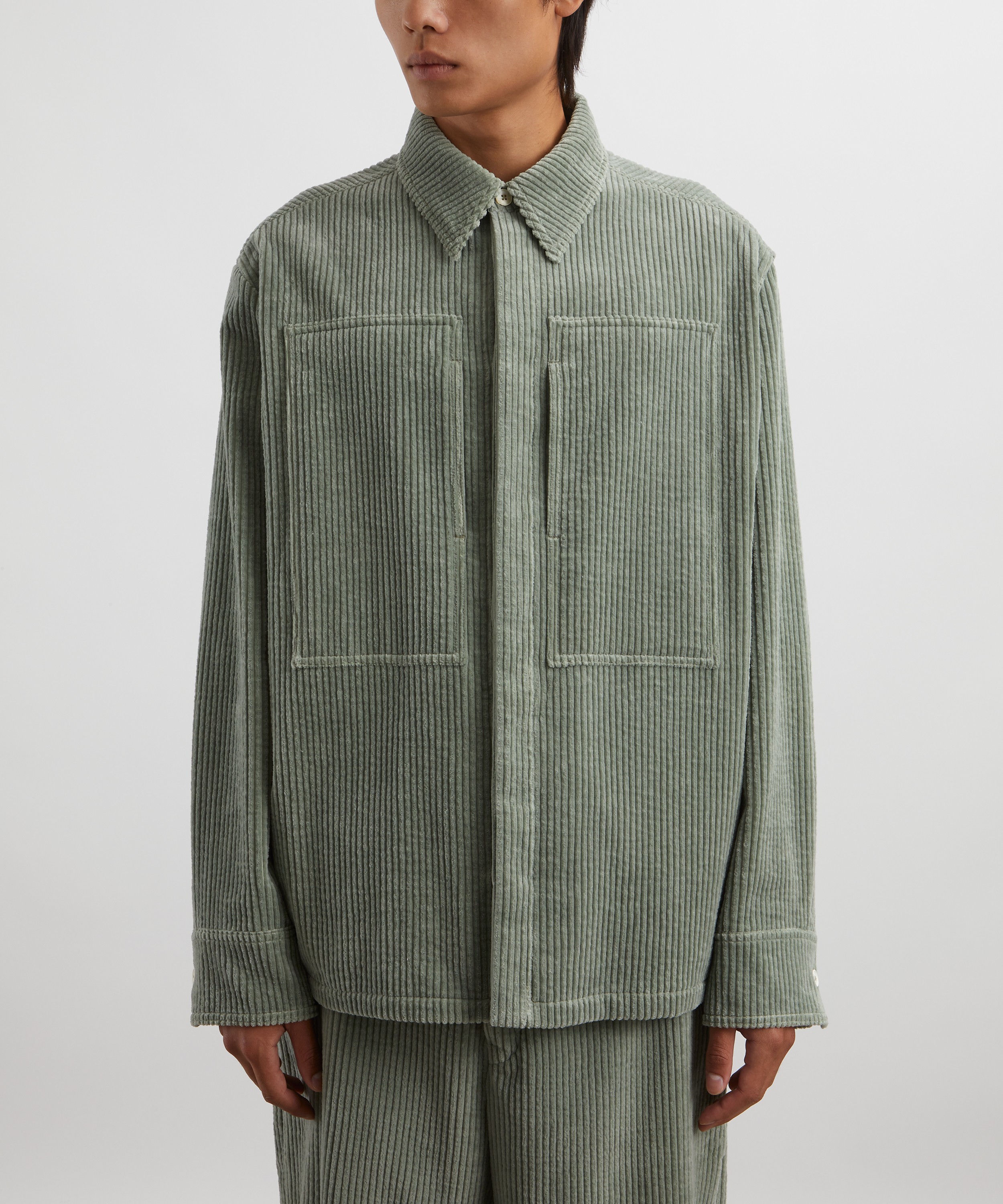 Jil Sander - Celadon Green Corduroy Overshirt image number 2