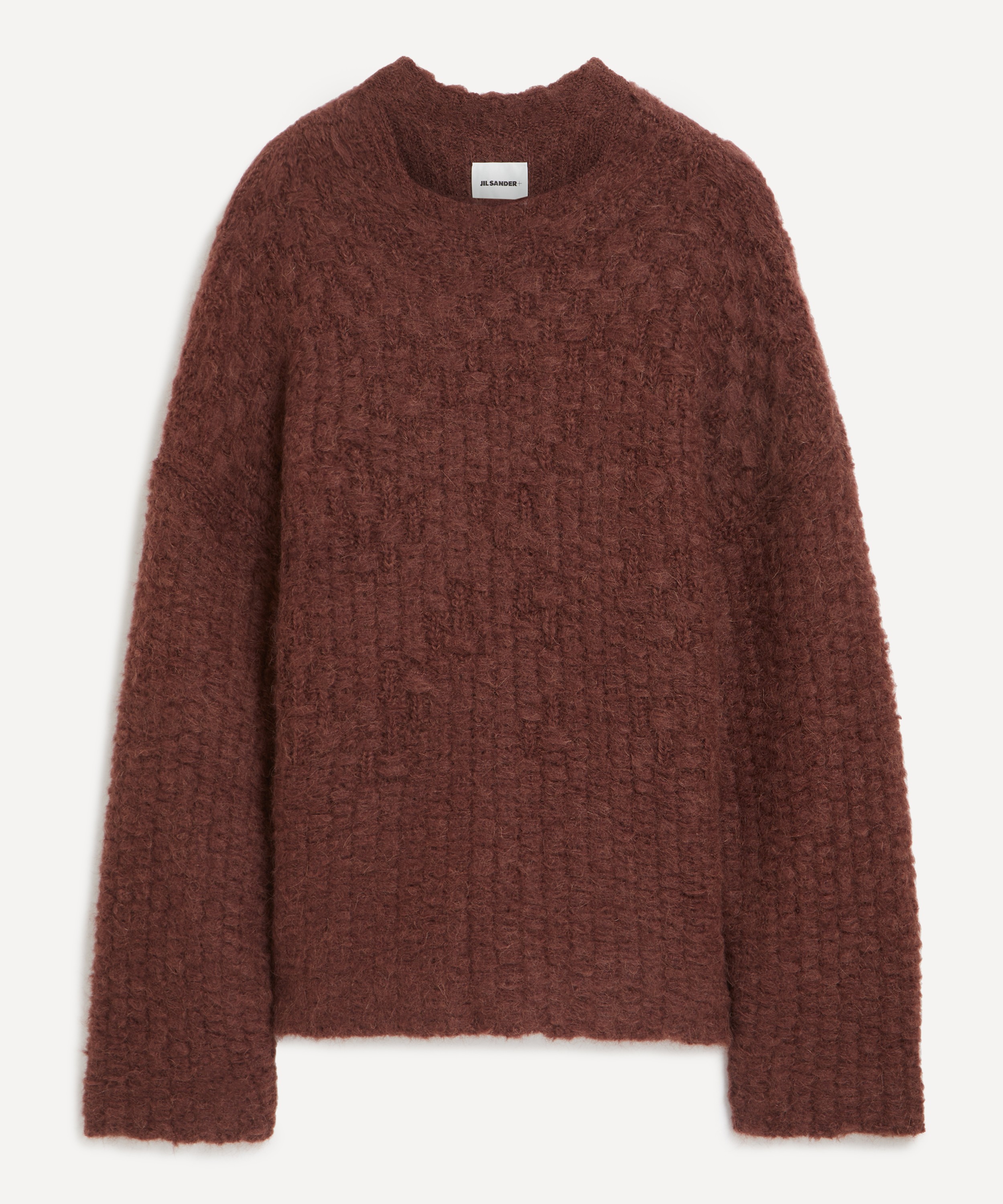 Jil Sander - Brown Basketweave Mock Neck Jumper image number 0