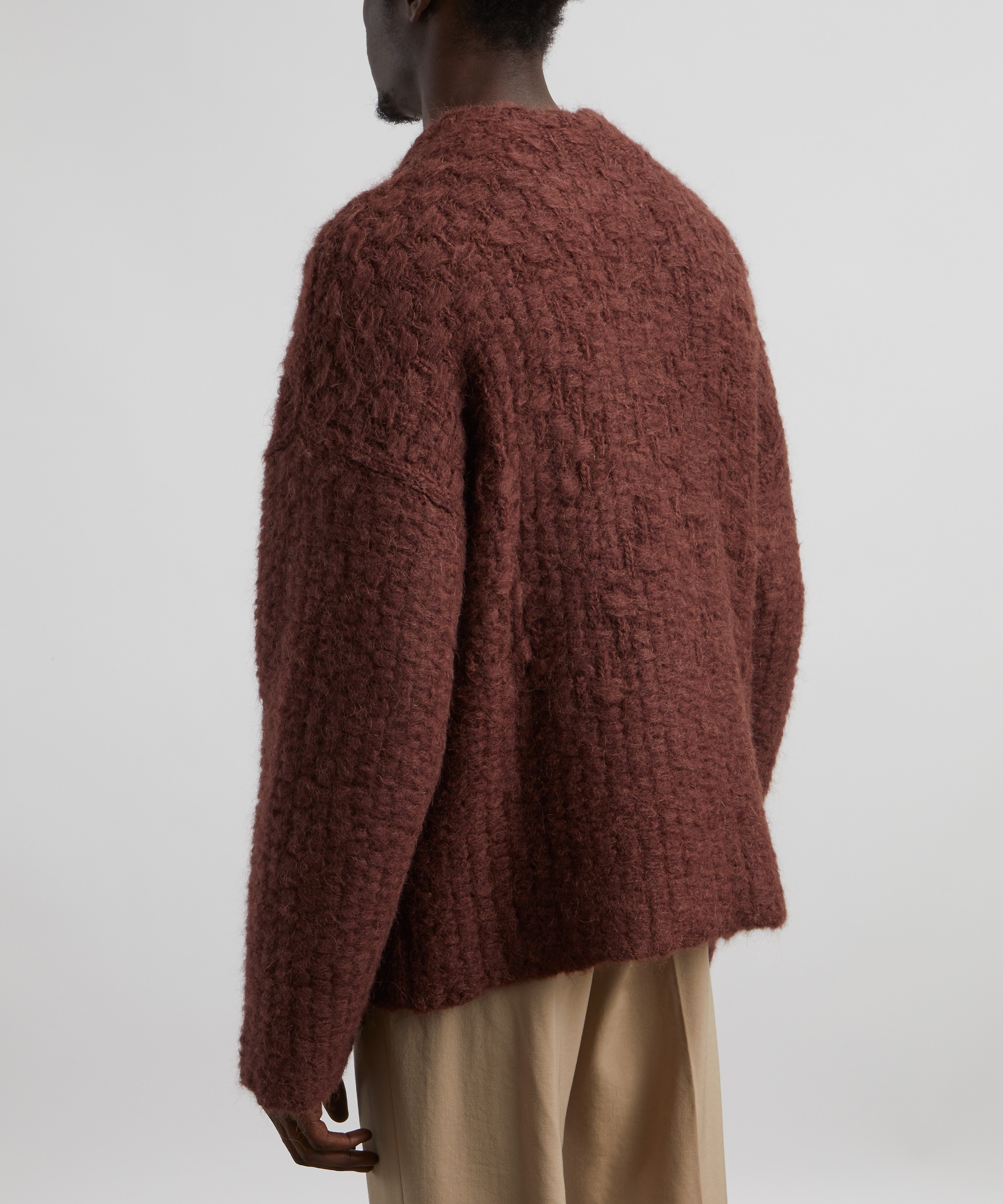 Jil Sander - Brown Basketweave Mock Neck Jumper image number 3