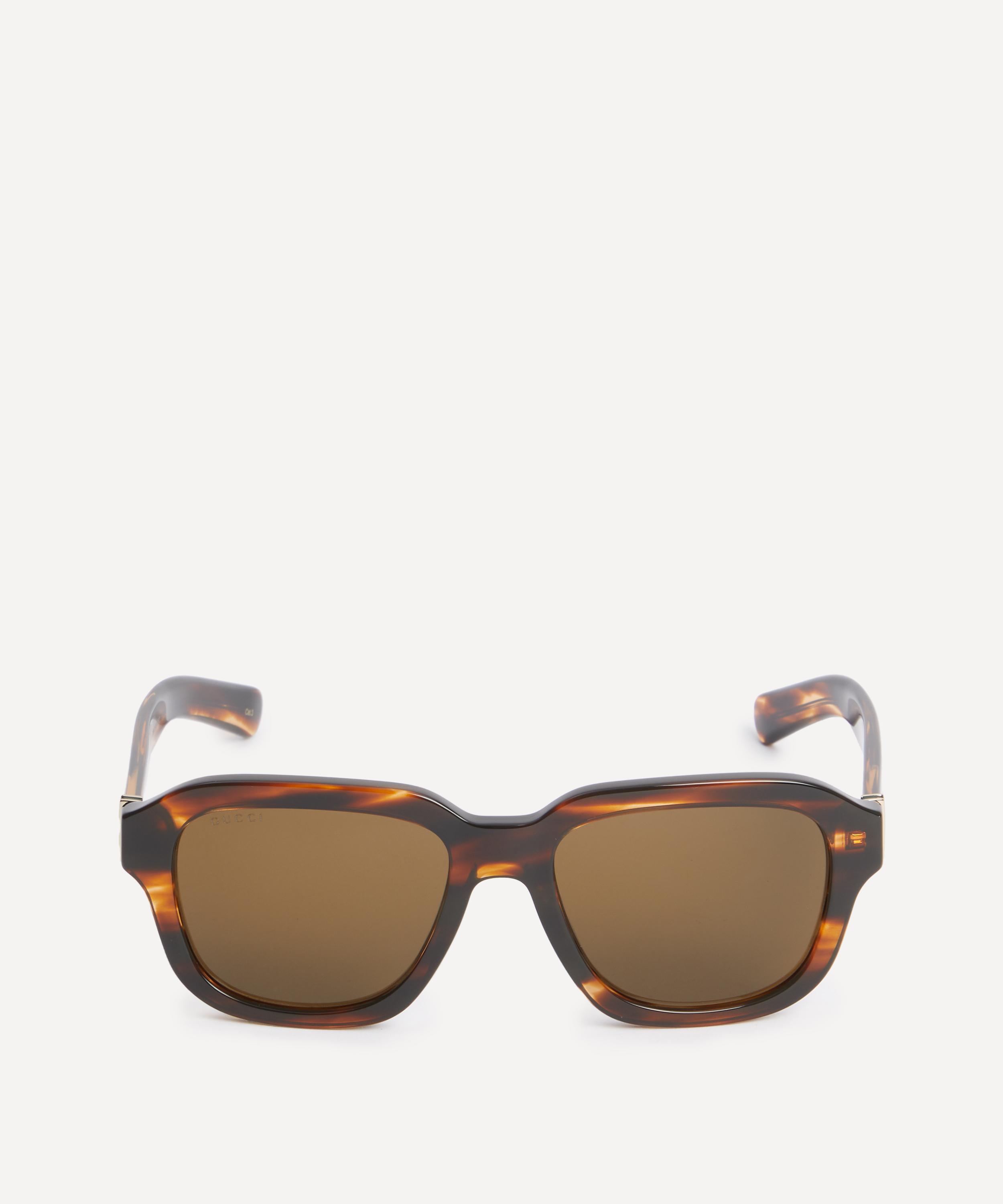 Gucci - Rectangle Flamed Havana Acetate Sunglasses image number 0